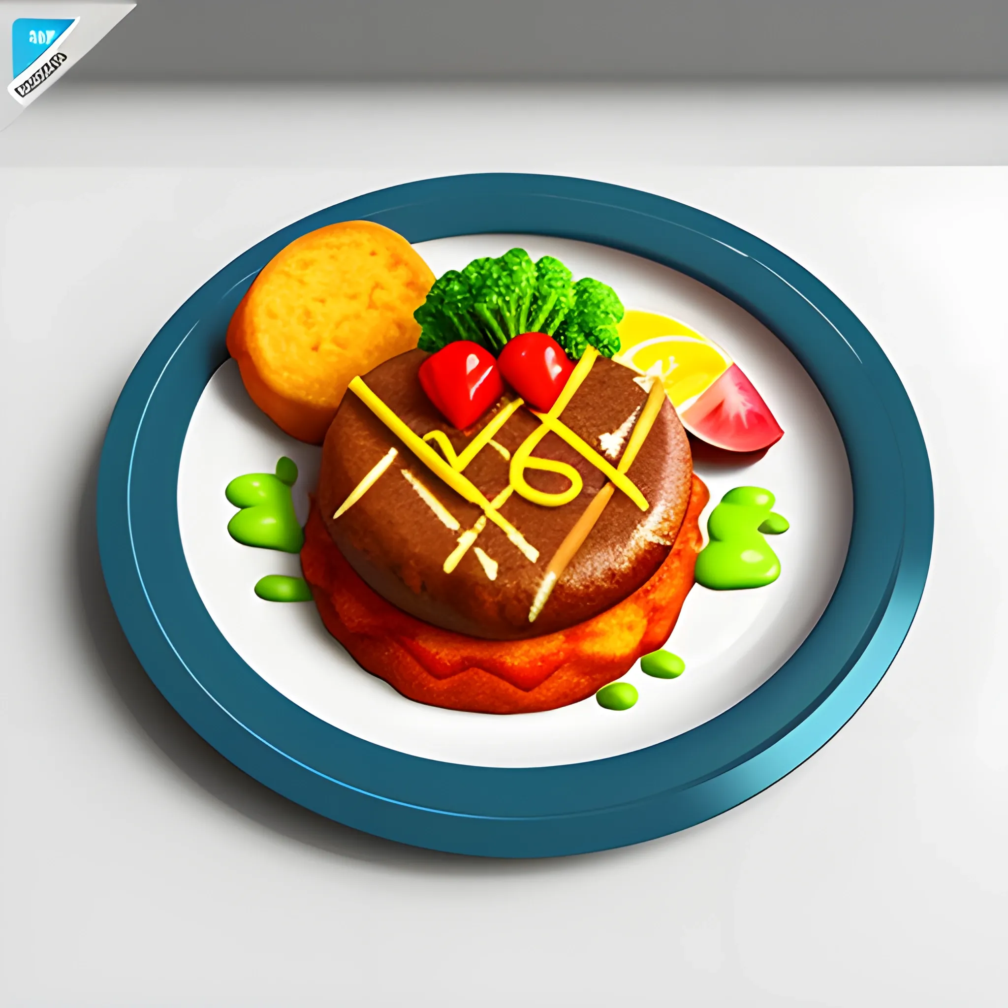 cutlery, food, children's YouTube channel Huba Team bright logo, 3D, Cartoon