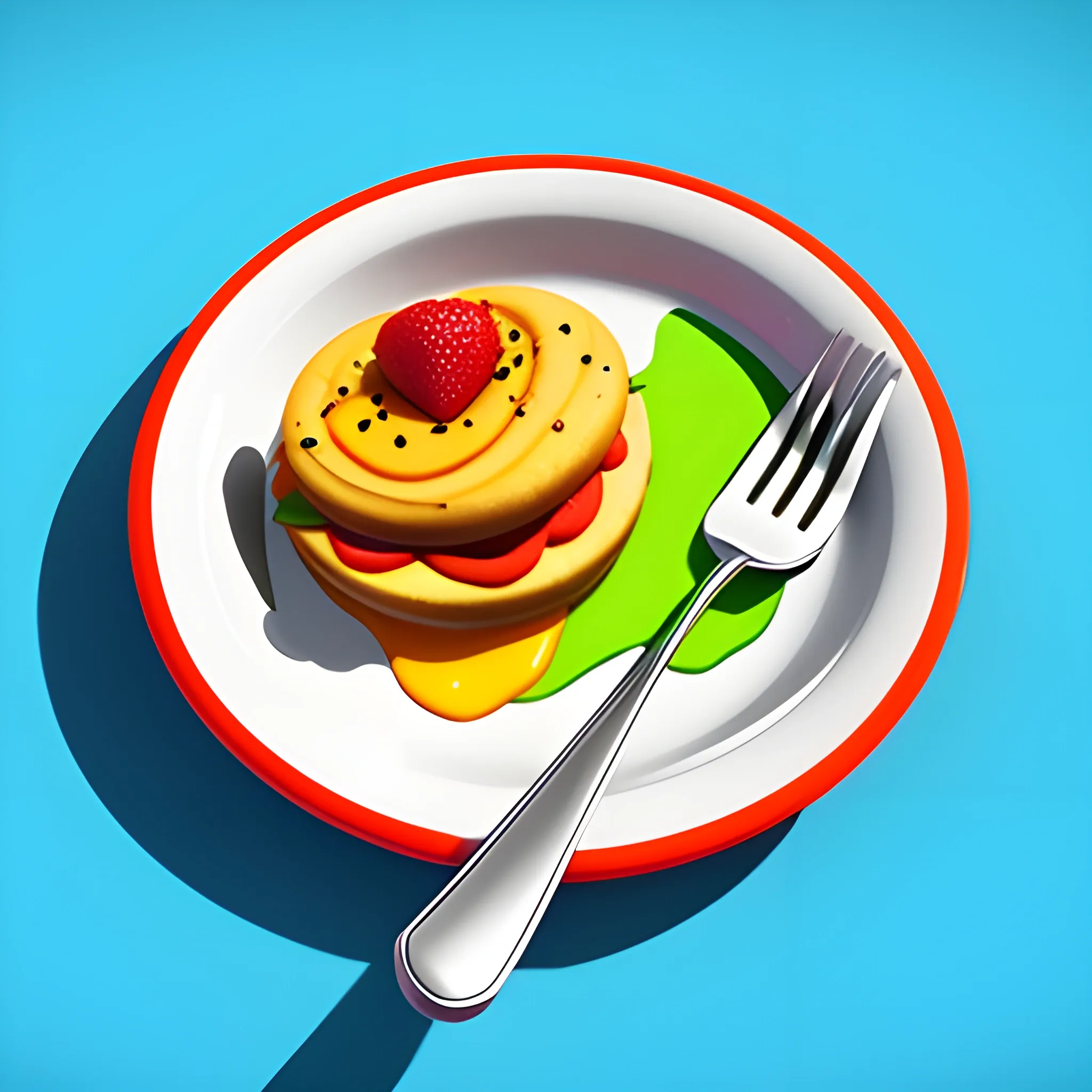 cutlery, food, children's YouTube channel Huba Team bright logo, 3D, Cartoon