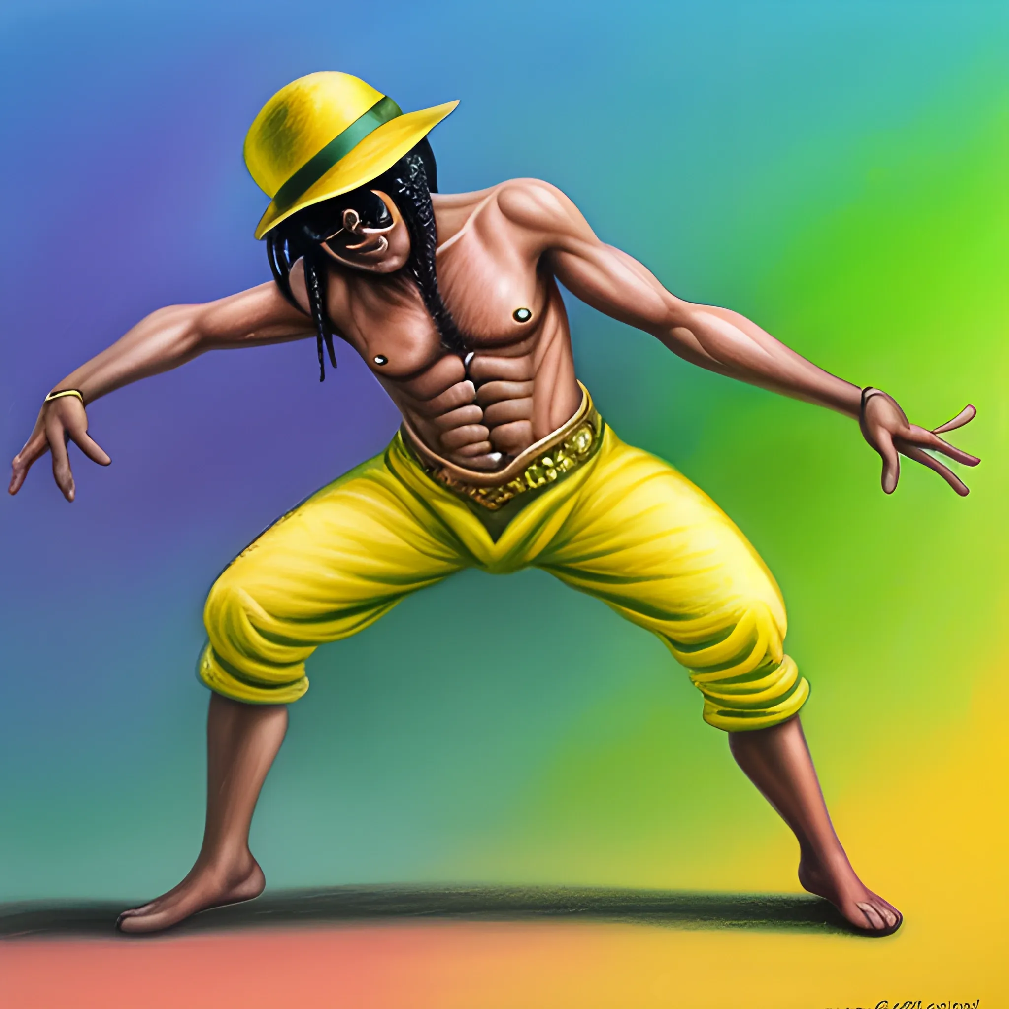 a pastel oil drawing of scorpion dancing brazilian funk music 
