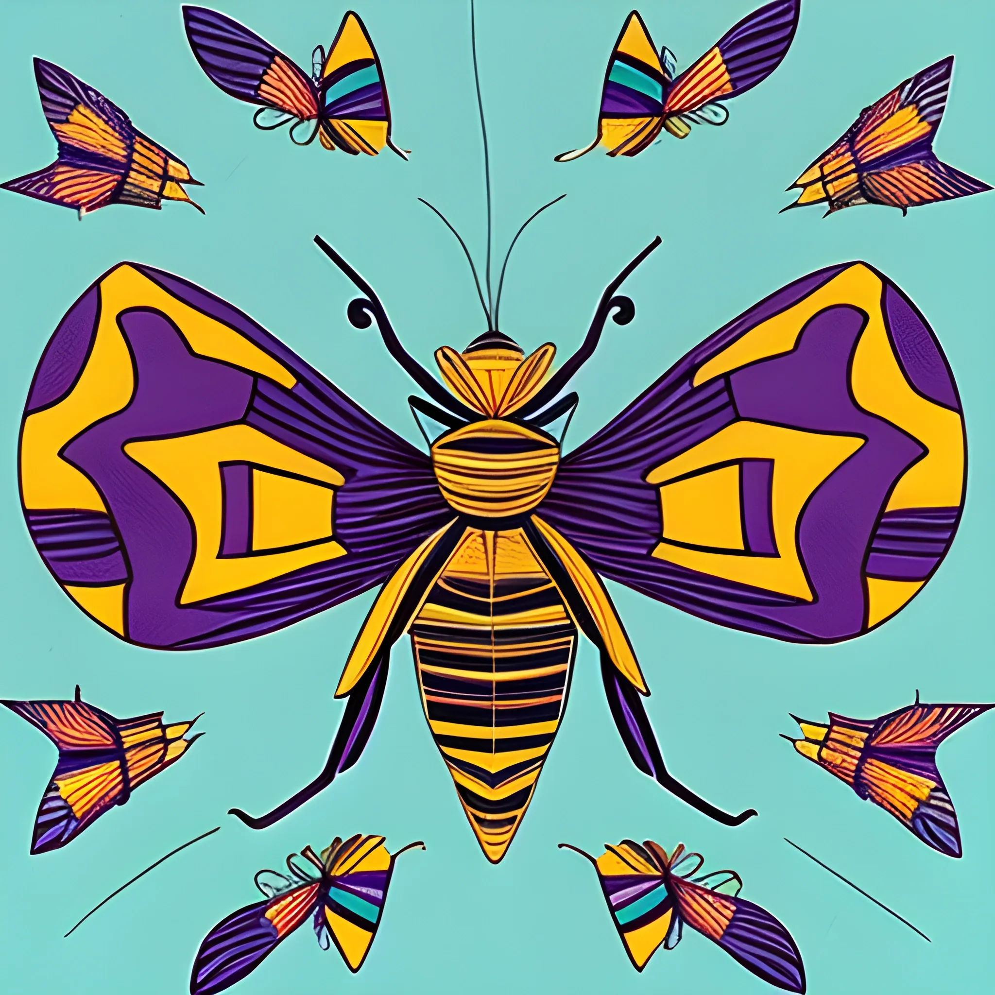 a moth flying by "Tschabalala Self" style of art. specifically using the example of the work art named "floor dance"