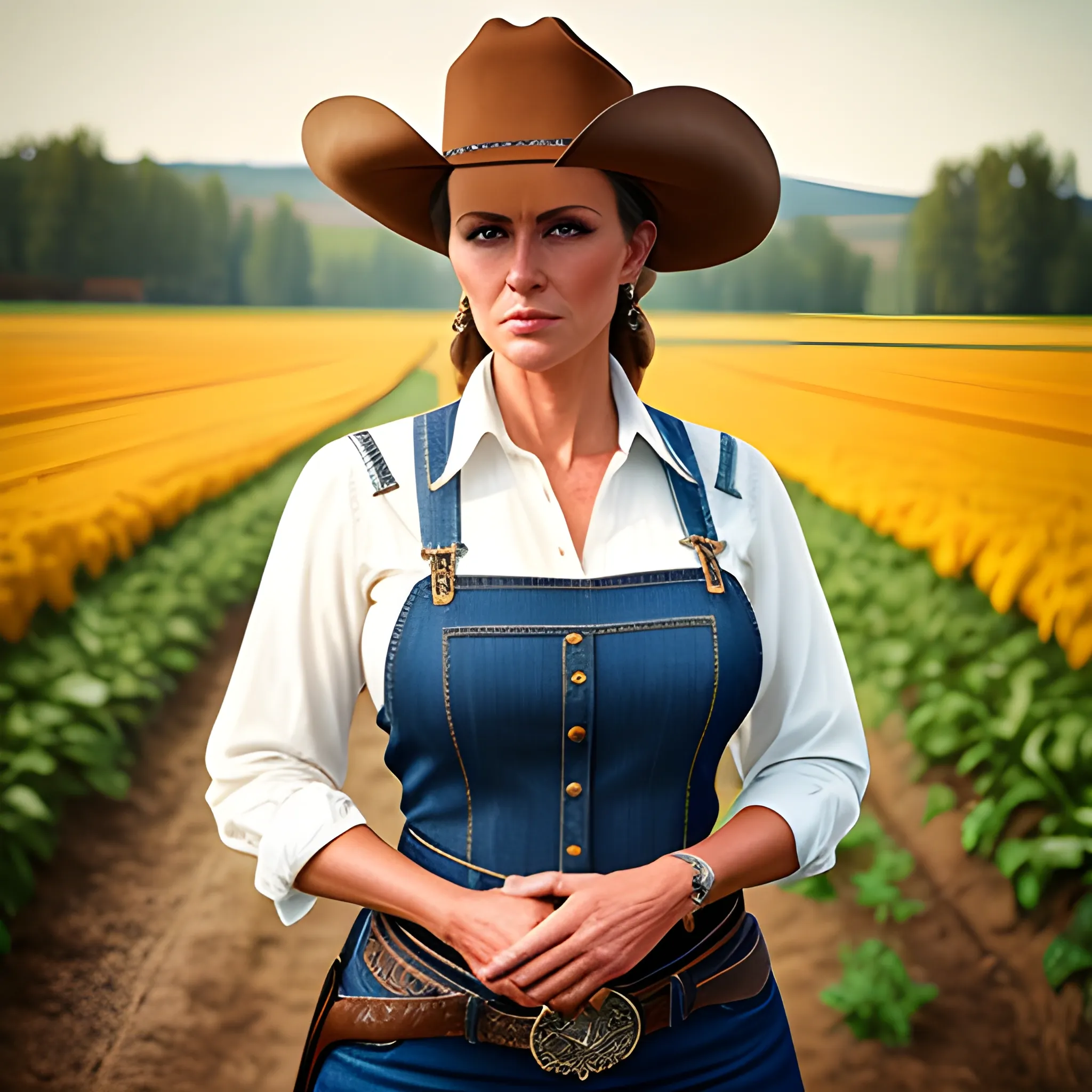 Beautiful farm girl, western style, realistic photography - Arthub.ai