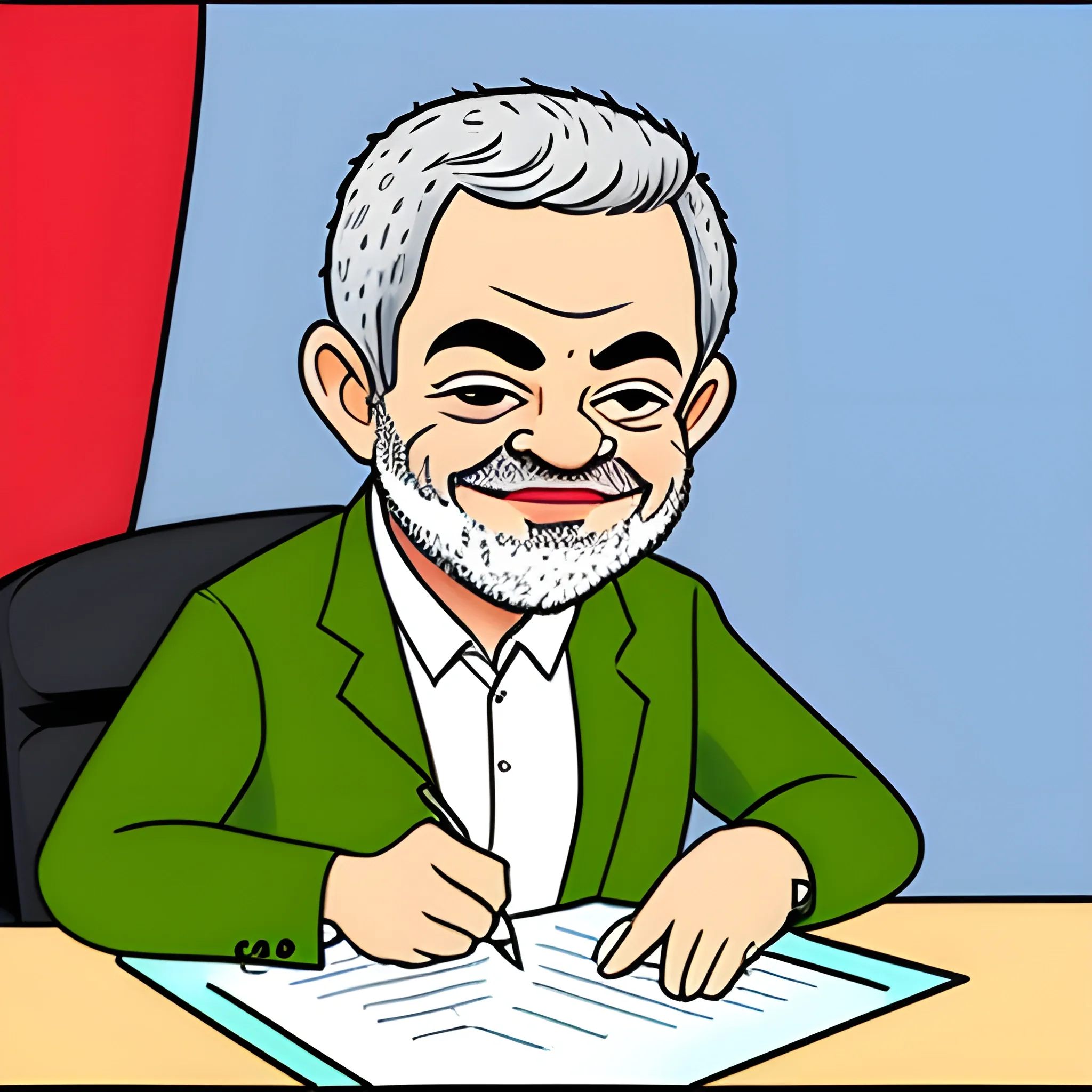 , Cartoon Lula signing tax increase in Brazil
