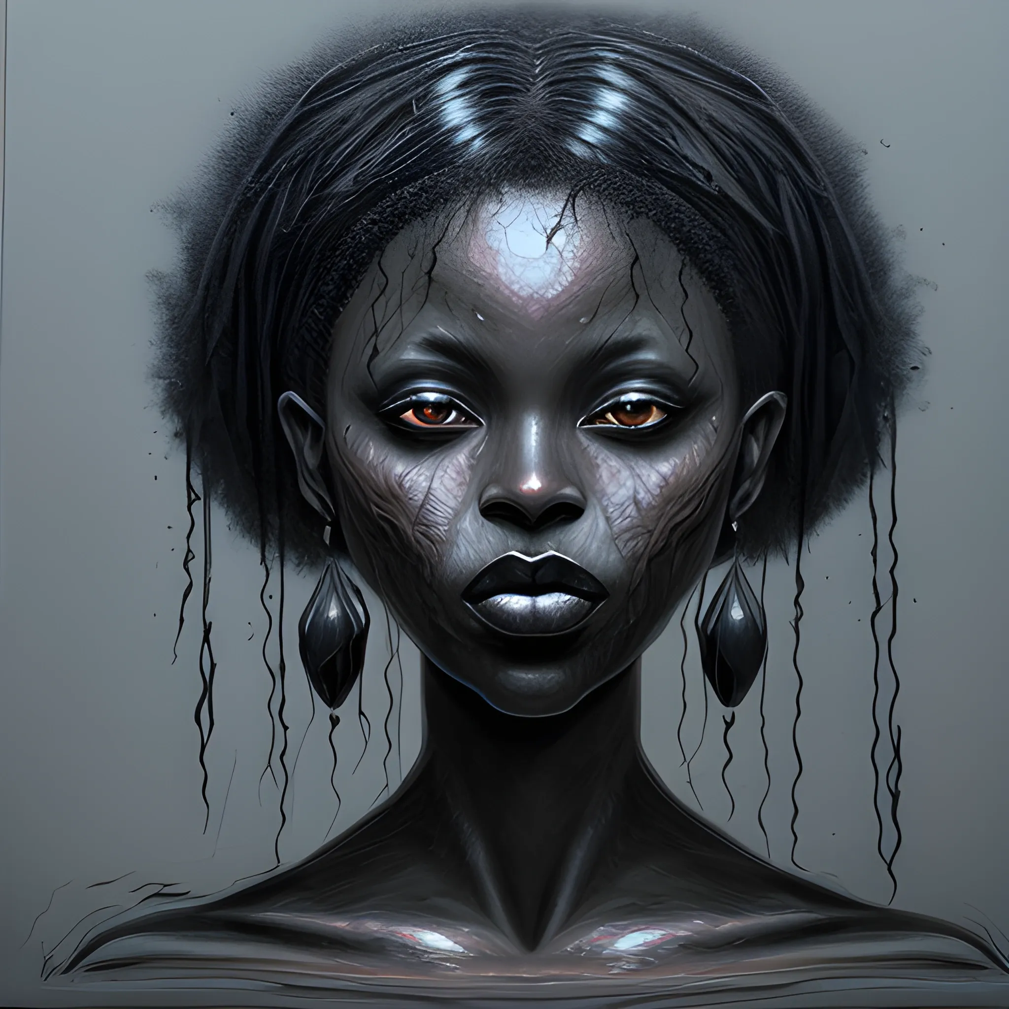 Black mysterious woman, portrait version, deep and artistic, mas ...