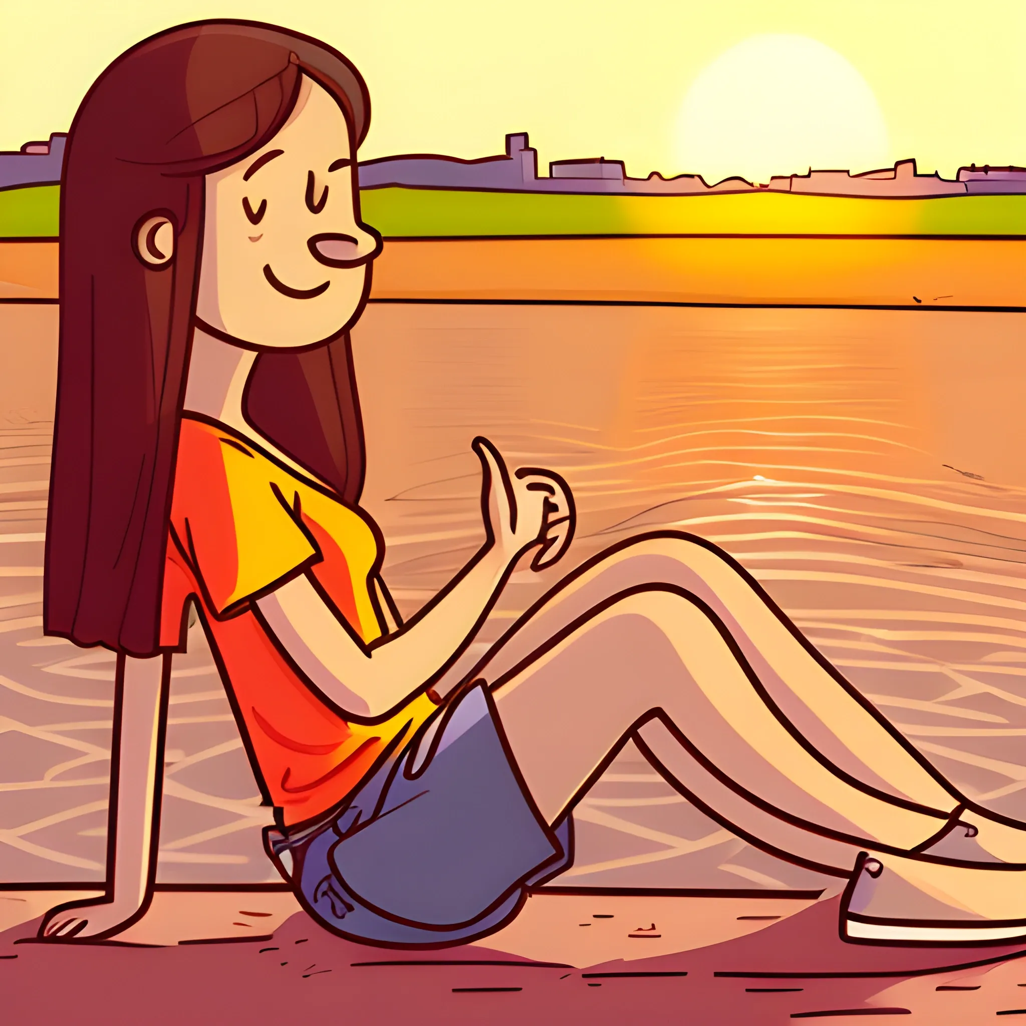 a person enjoying the sun , Cartoon