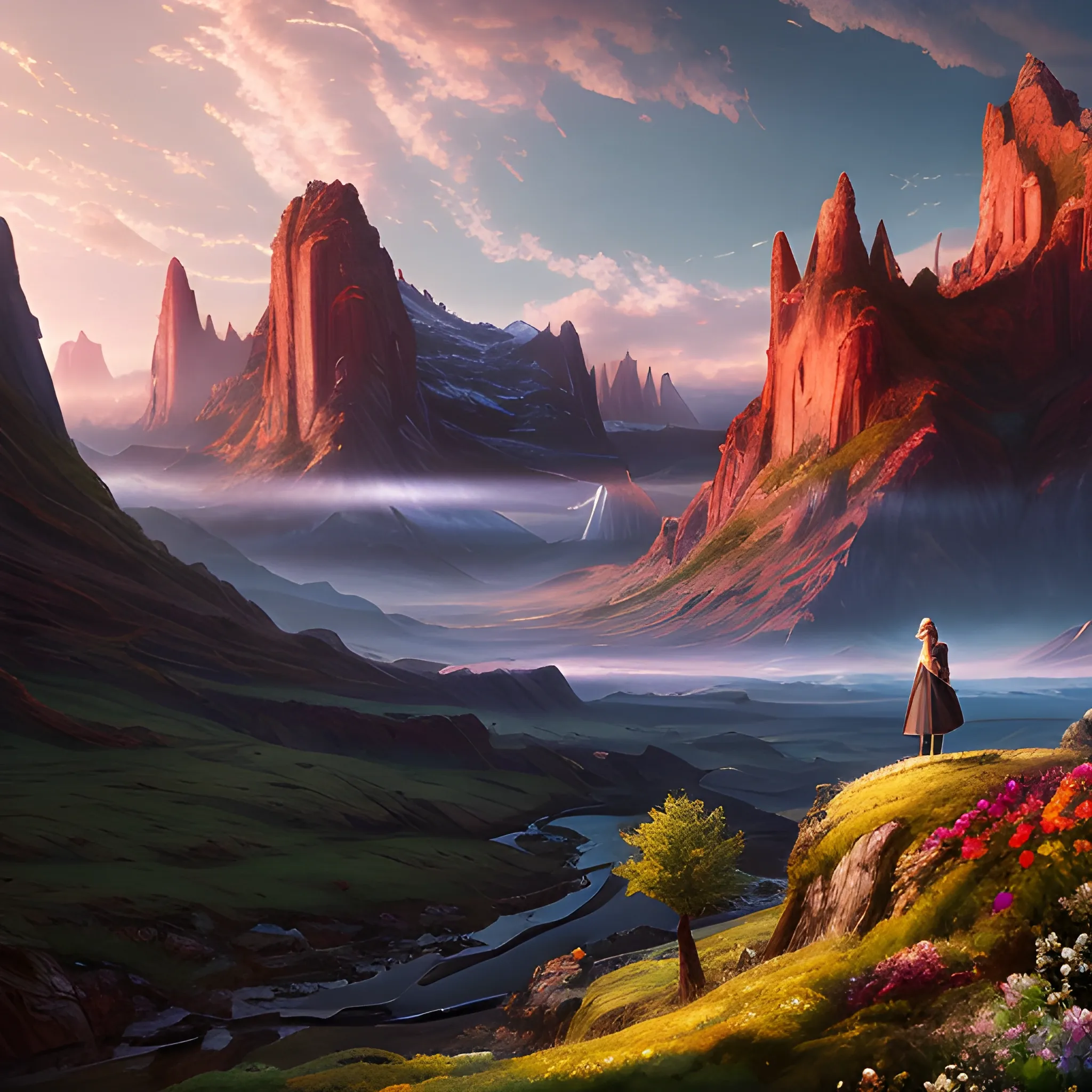 a beautiful landscape photo of arcadia, cinematic atmospheric masterpiece, award winning, 4 k, hyperdetailed, fantastic, wonderful with a mid-aged young looking woman looking at this scenary knowing that the future is in her hands.
