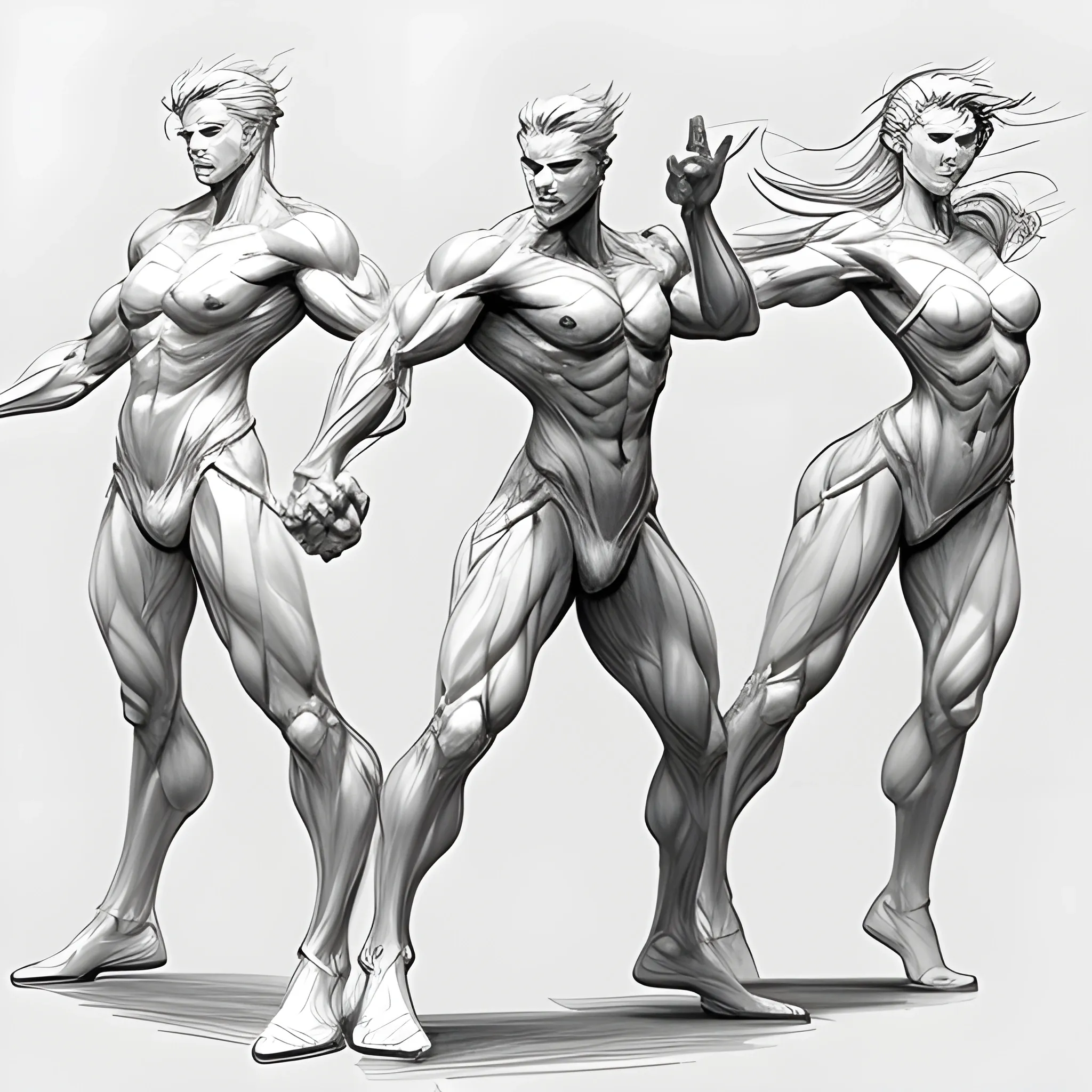 , Pencil Sketch , dynamic pose reference