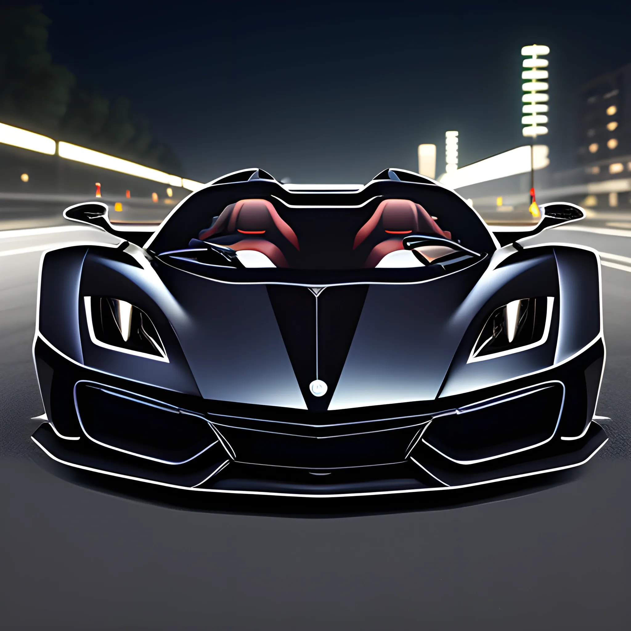 Hyper Car, night time , realistic and highly detailed 