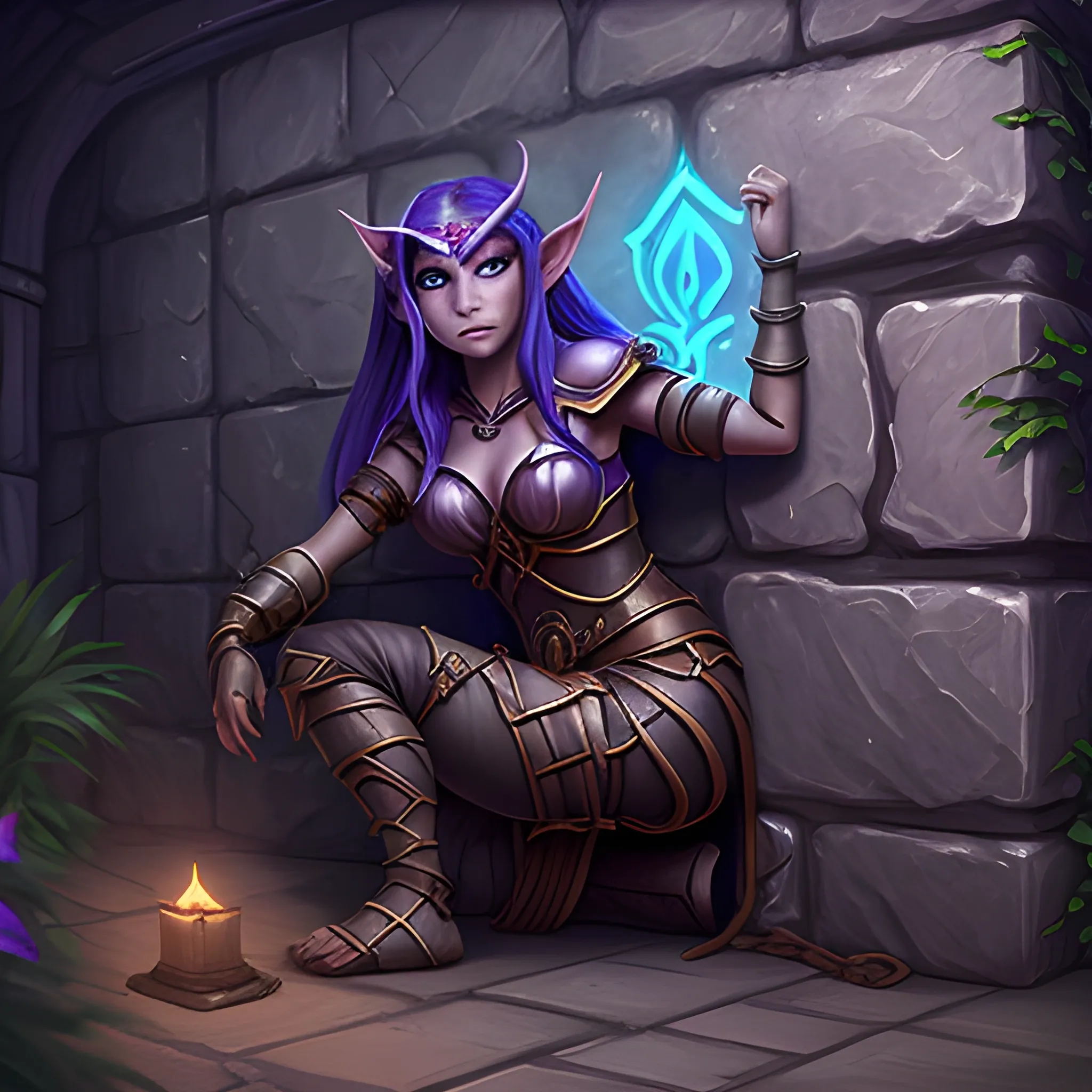 Night Elf Female shackled to a wall