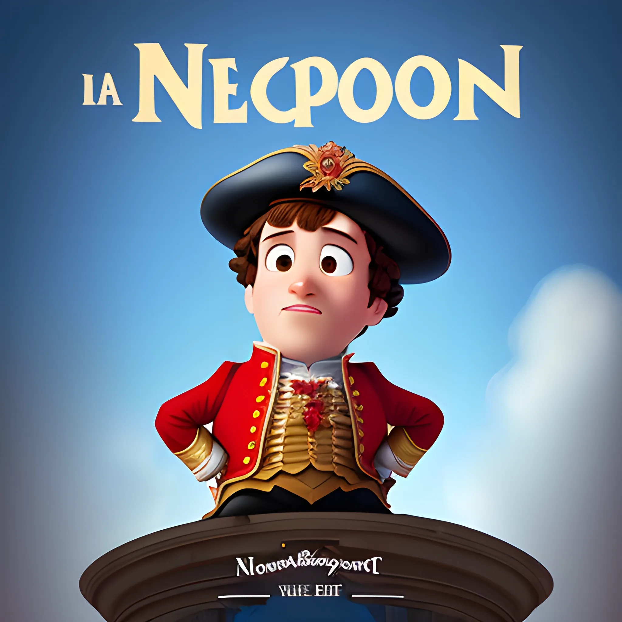 A Disney Pixar style title with with text and Napoleon Bonaparte