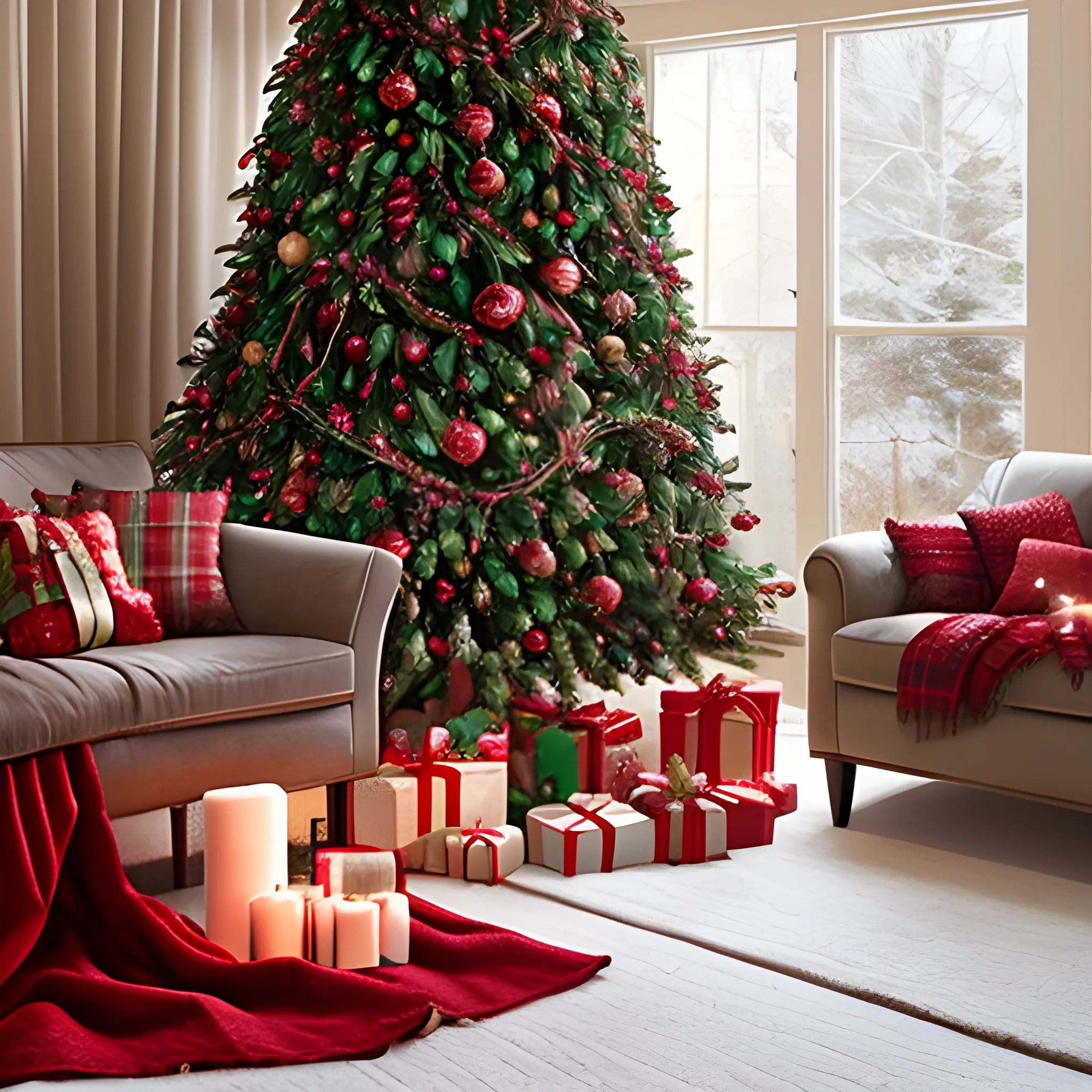 Imagine a beautifully adorned tree, cozy blankets, and the warm ...