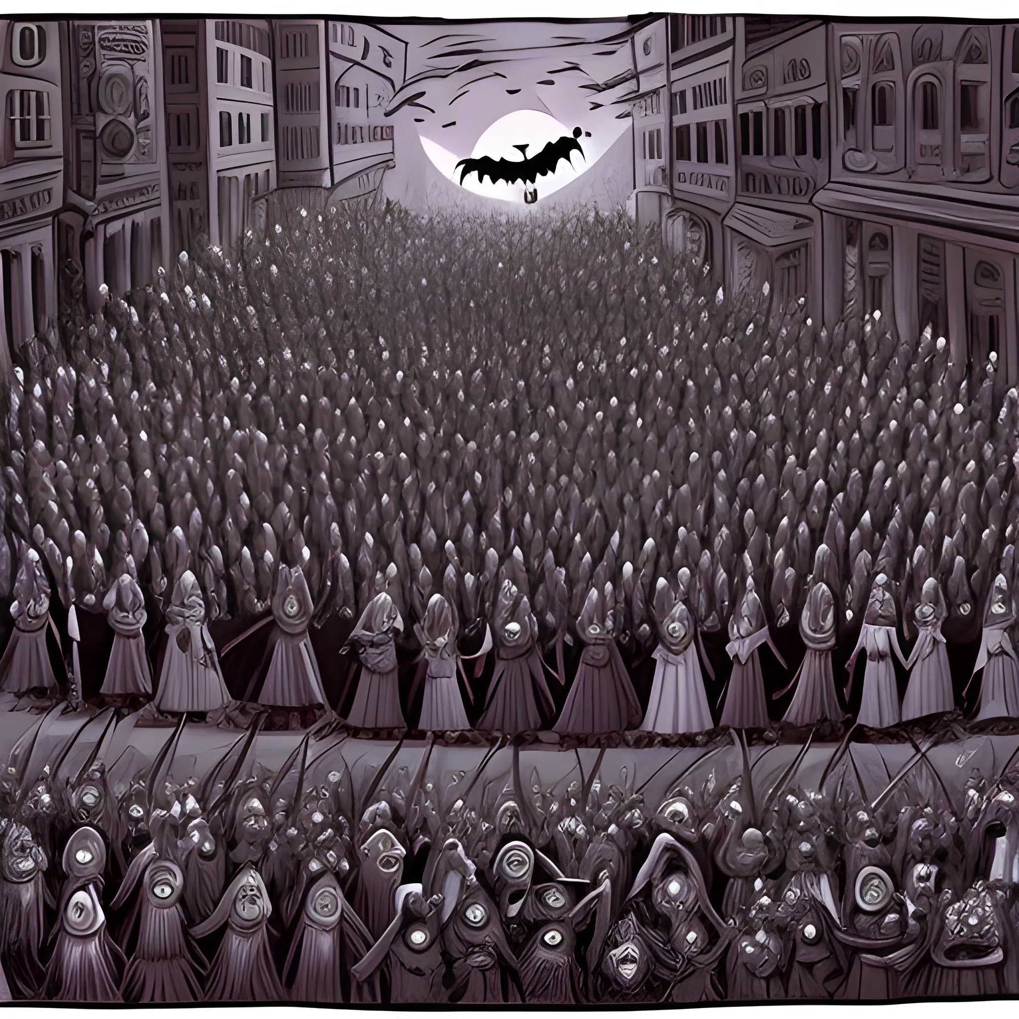 crowd of vampires, Cartoon