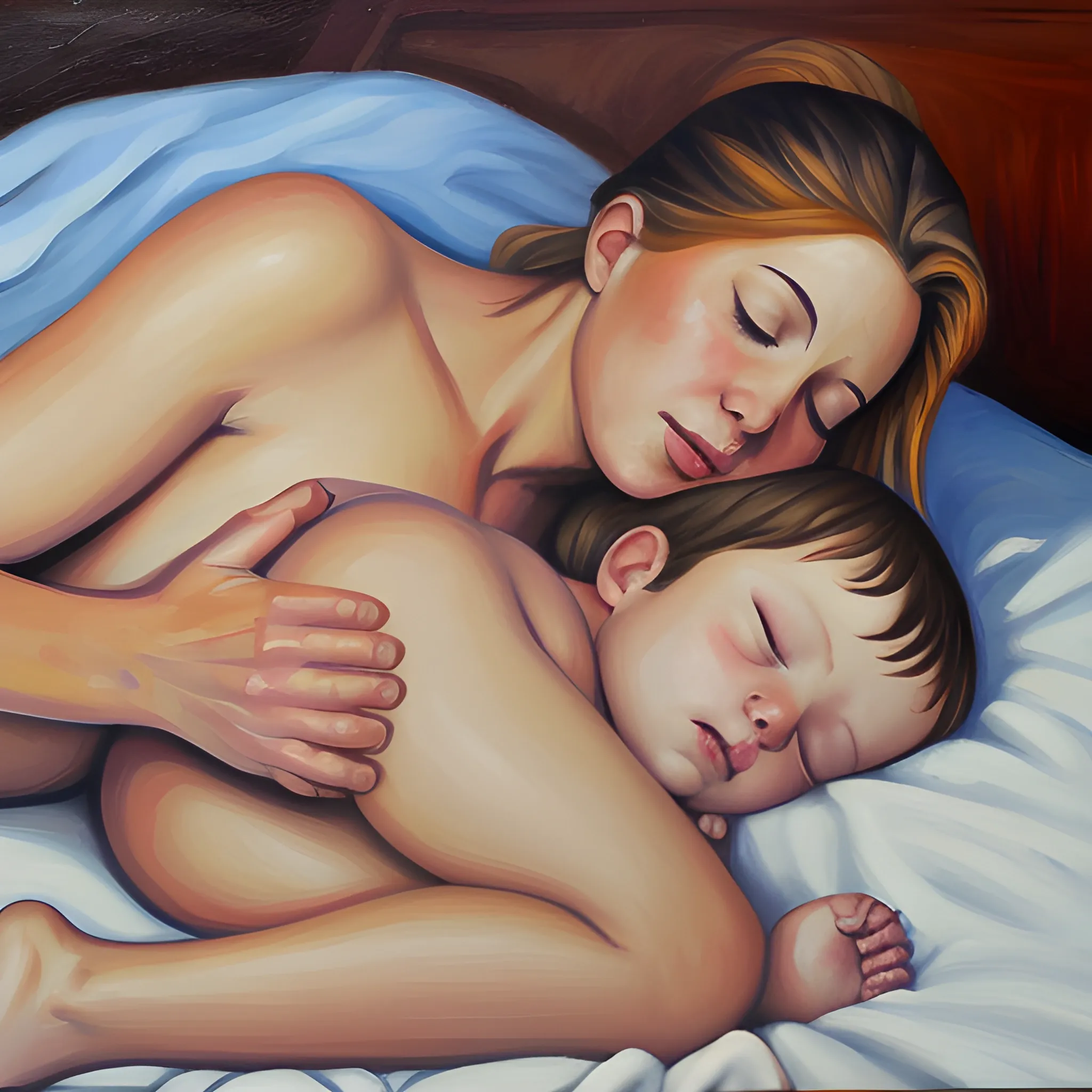 Stepmom nude sleep with stepson, Oil Painting - Arthub.ai