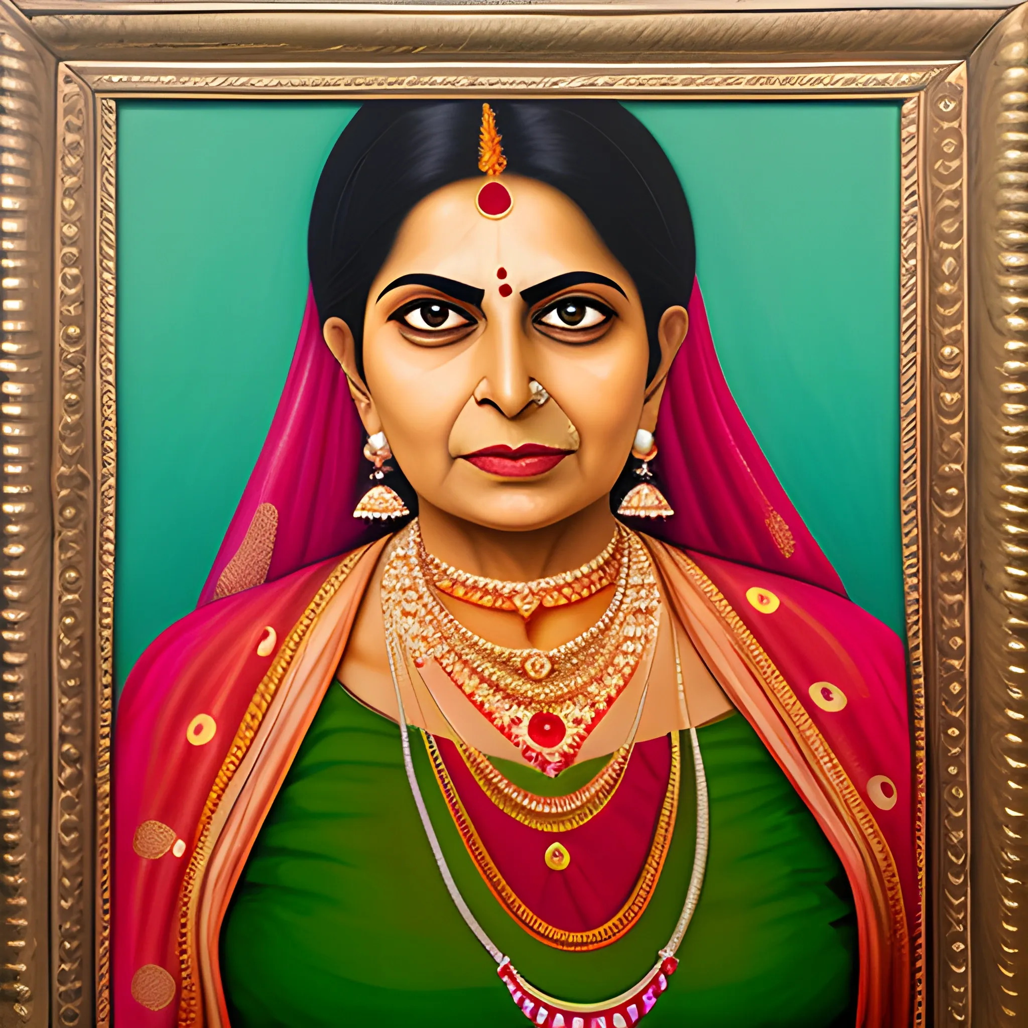 Indian aunty mangalsutra, Oil Painting