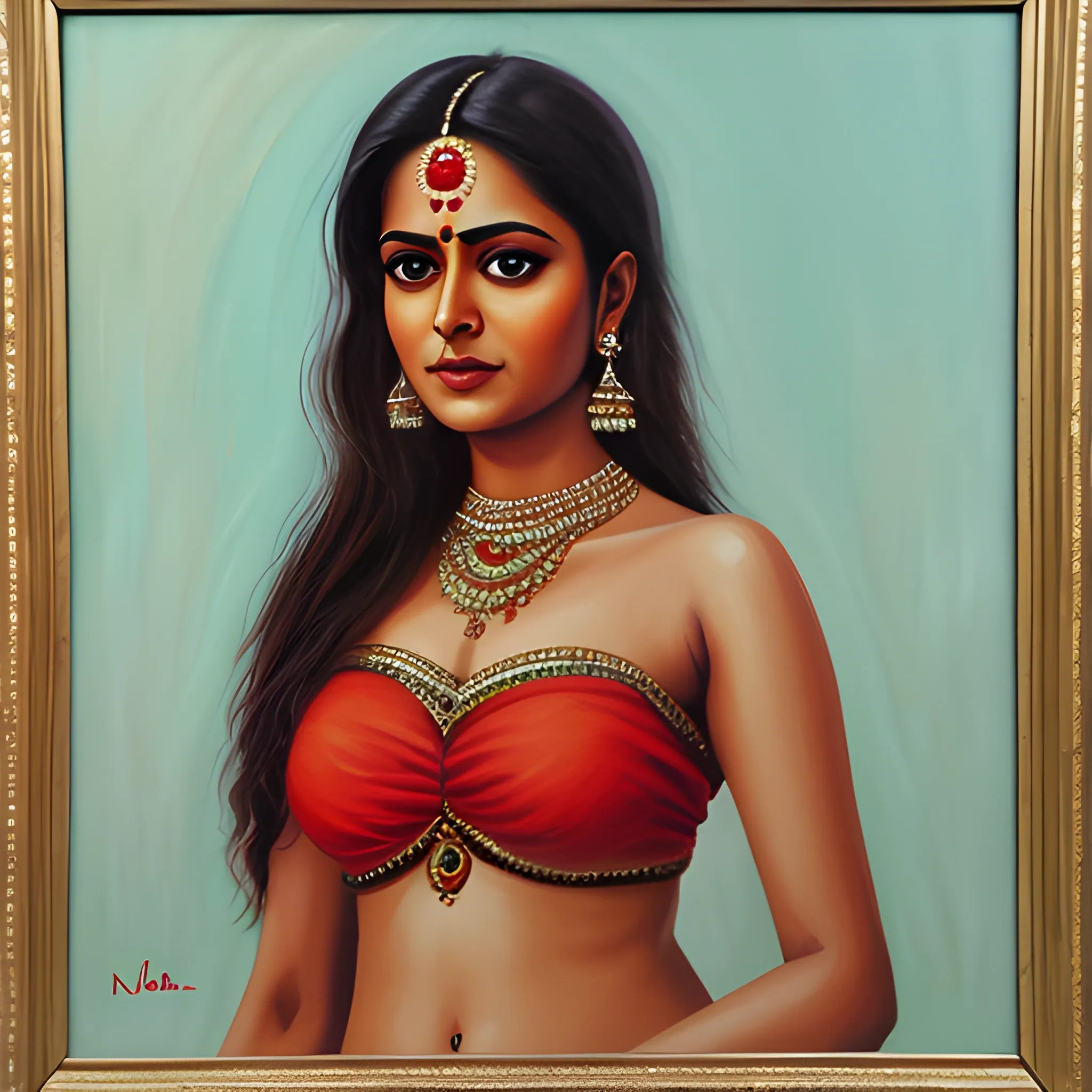 Indian actress navel , Oil Painting