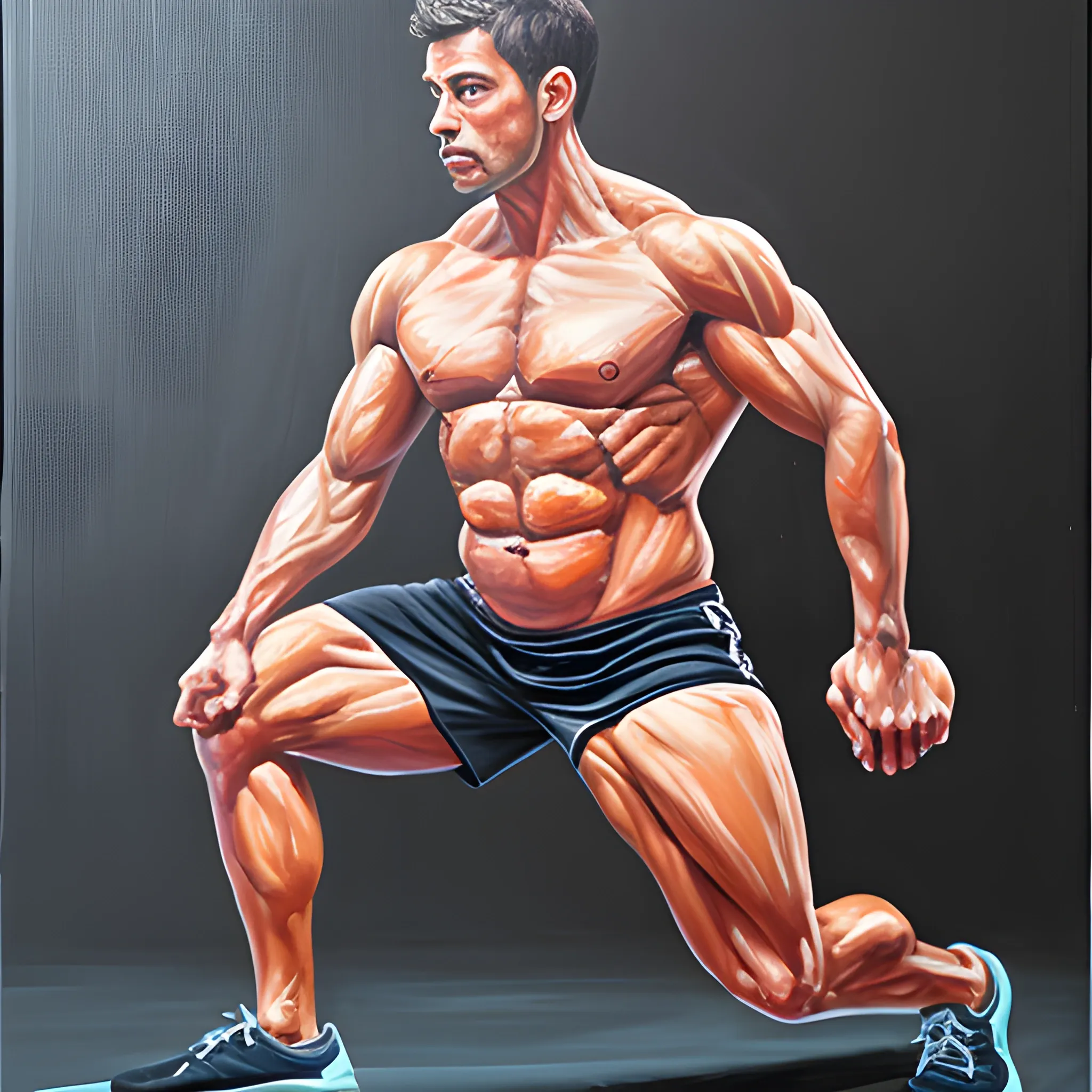 Oil Painting, Trippy MUSCLE BODYBUILDER MORPHED - Arthub.ai