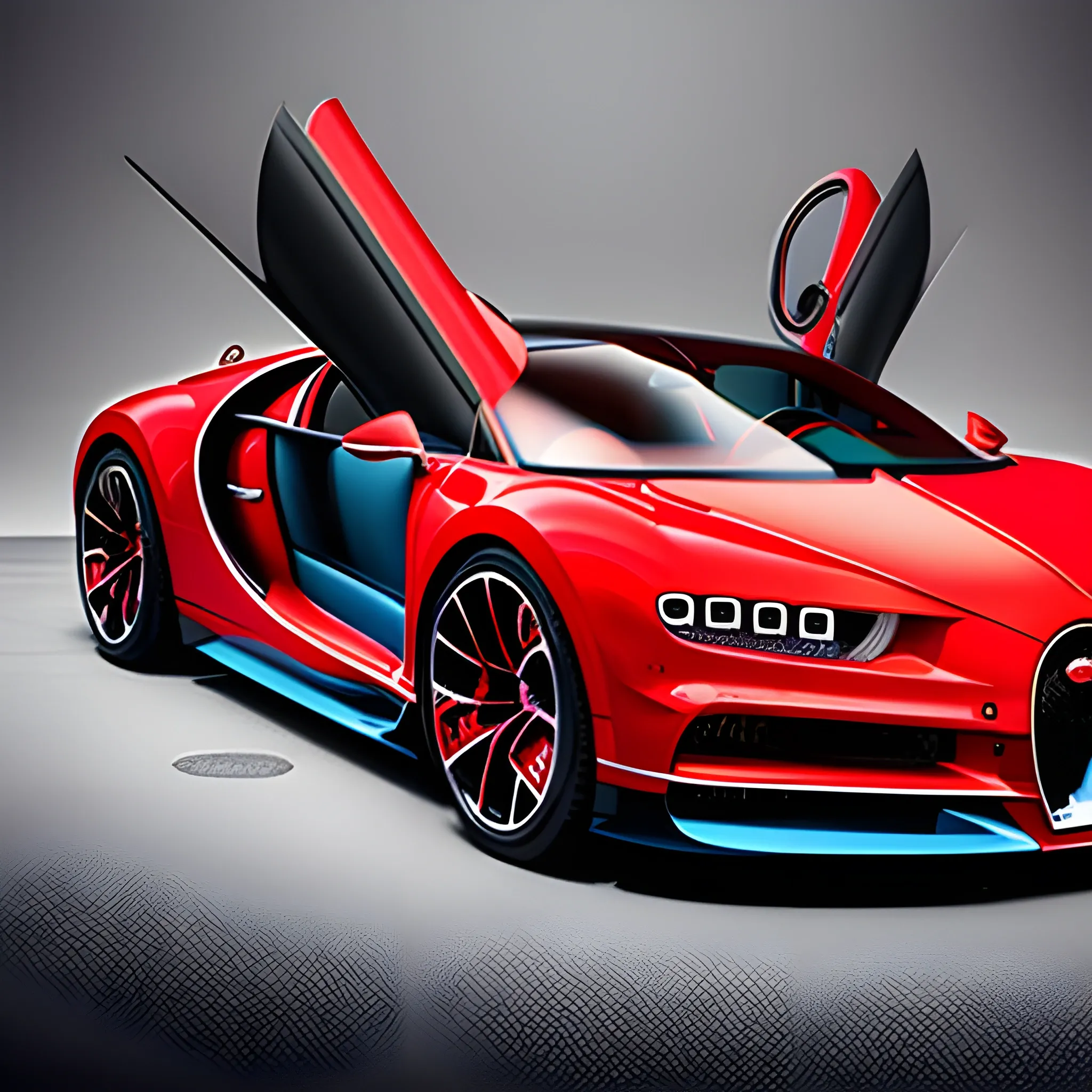 Hot red Bugatti Chiron car