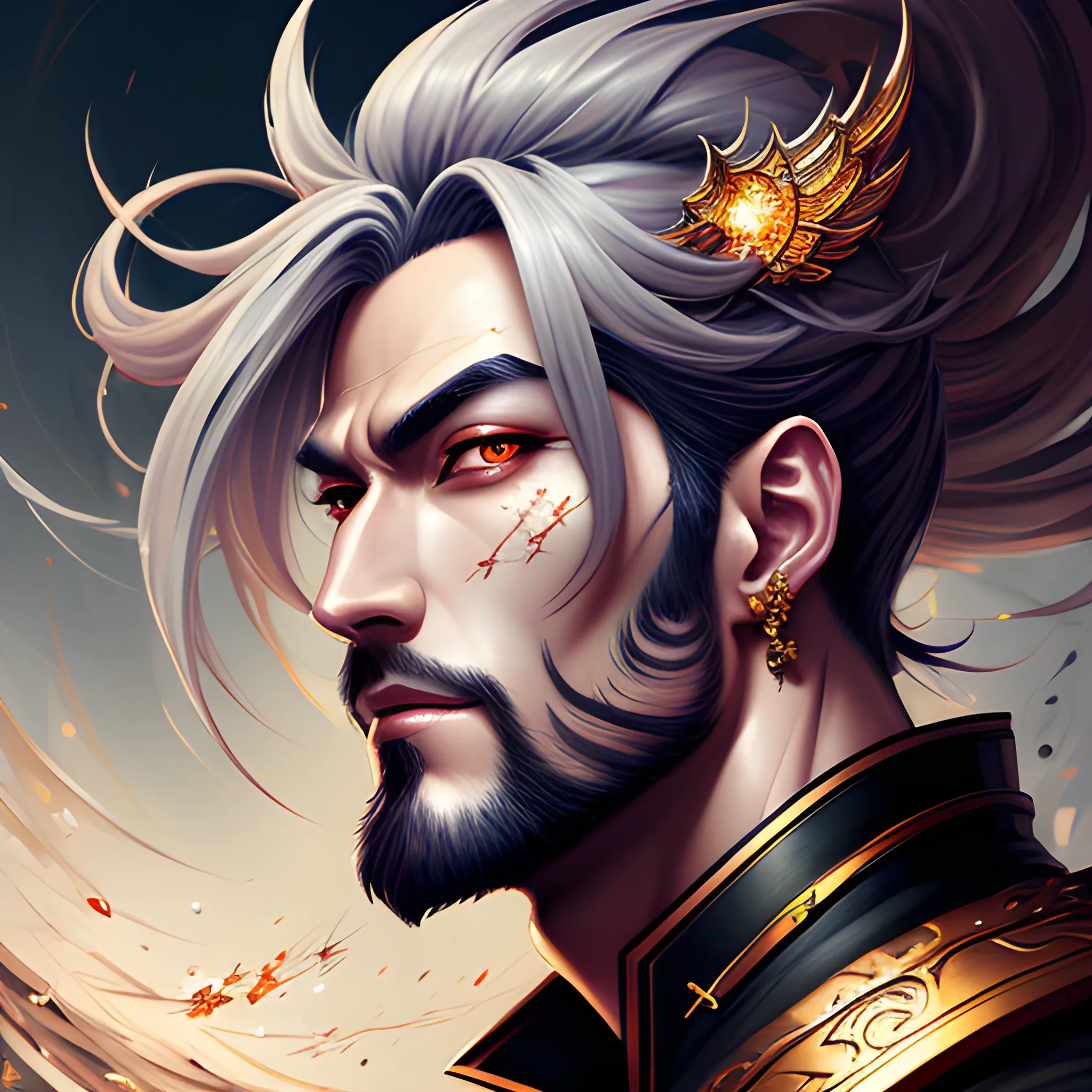 fantasy manga ,boy , stylish , oil painting, Chinese style
 complex , messy , hyper - detailed , character concept art , beautiful face , ultra - detailed face , twinkling and dazzling and sparkling , dynamic angle , high sense illustration , masterpiece ,8k wallpaper , best quality , perfect surreal composition
