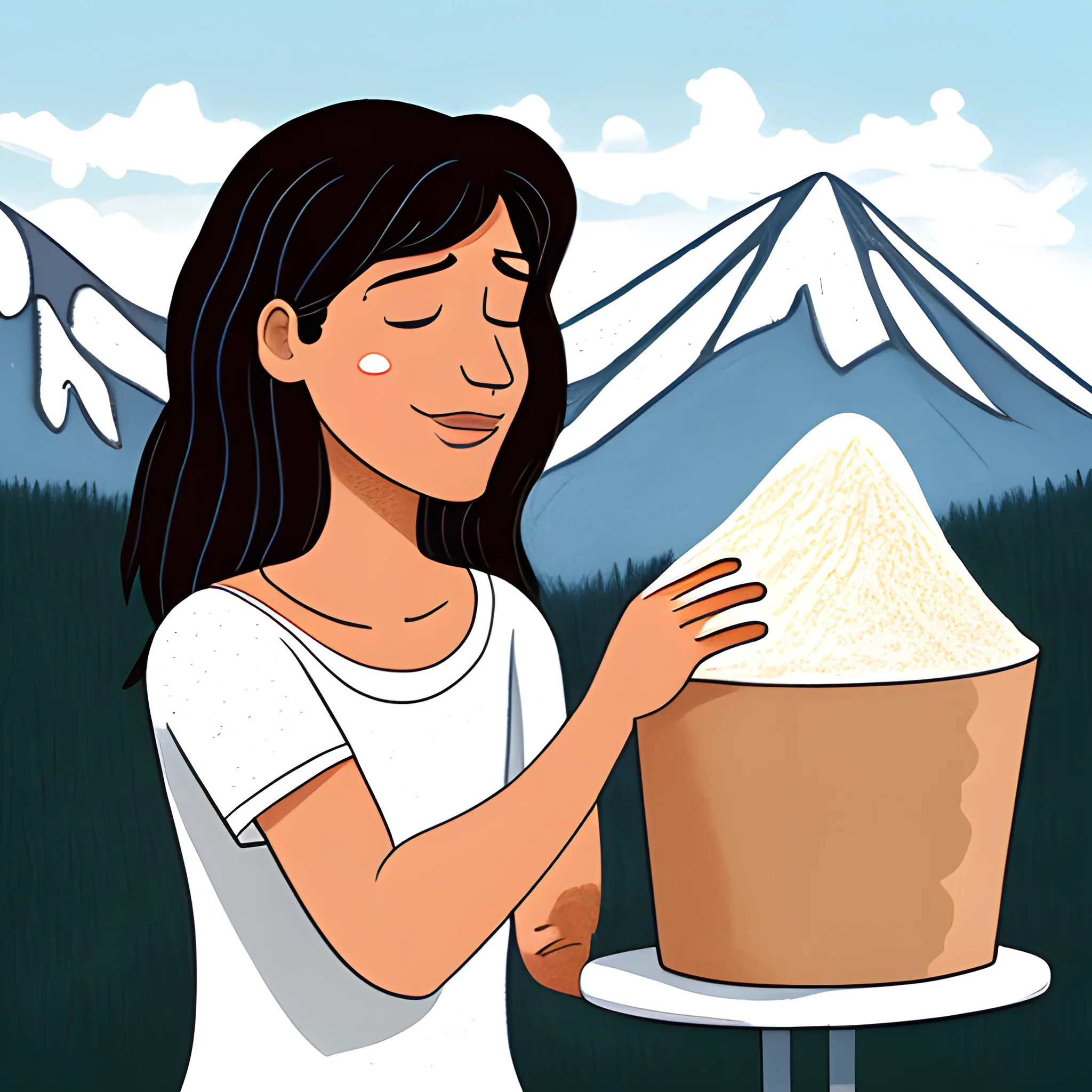 giorgia Meloni smelling a mountain of flour
, Cartoon