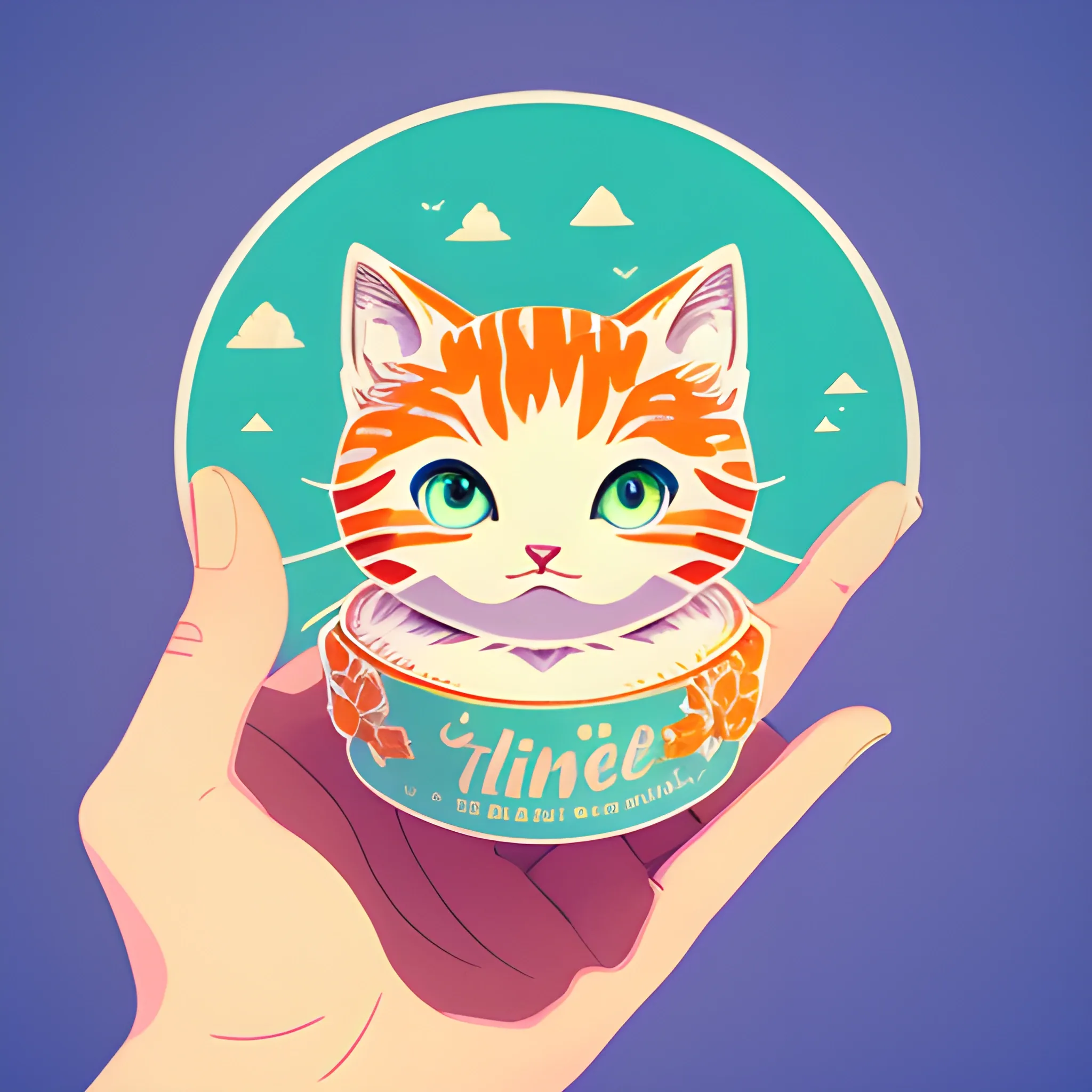 STICKER, A detailed illustration a print of vivid cute kitten head, fantasy flowers splash, vintage t-shirt design, in the style of Studio Ghibli, white and orange flora pastel tetradic colors, 3D vector art, cute and quirky, fantasy art, watercolor effect, bokeh, Adobe Illustrator, hand-drawn, digital painting, low-poly, soft lighting, bird's-eye view, isometric style, retro aesthetic, focused on the character, 4K resolution, photorealistic rendering, using Cinema 4D