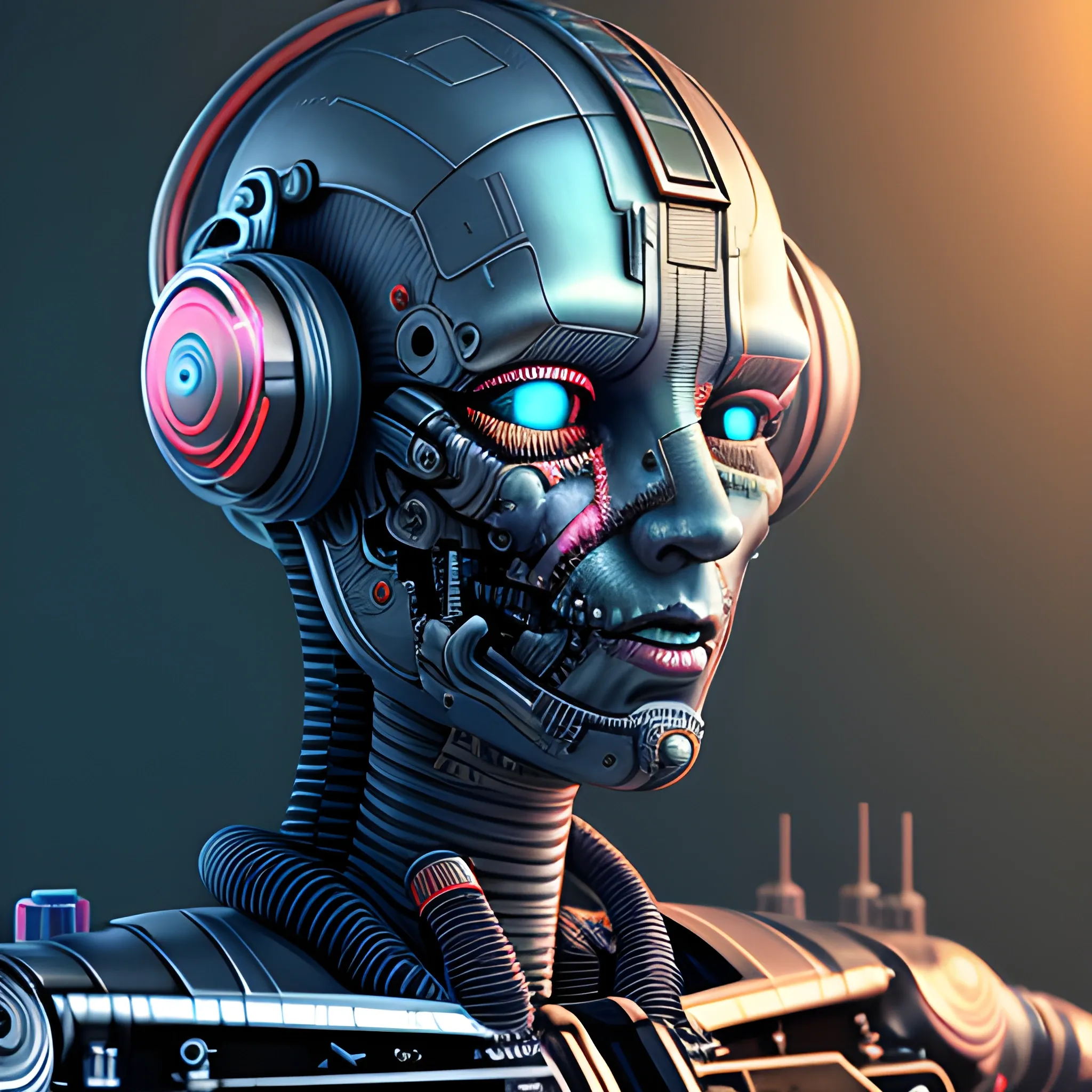 sci fi cyborg dj  3d, best quality, masterpiece, detailed texture, ultra high res, photorealistic, intricate details, colorful, rich color,