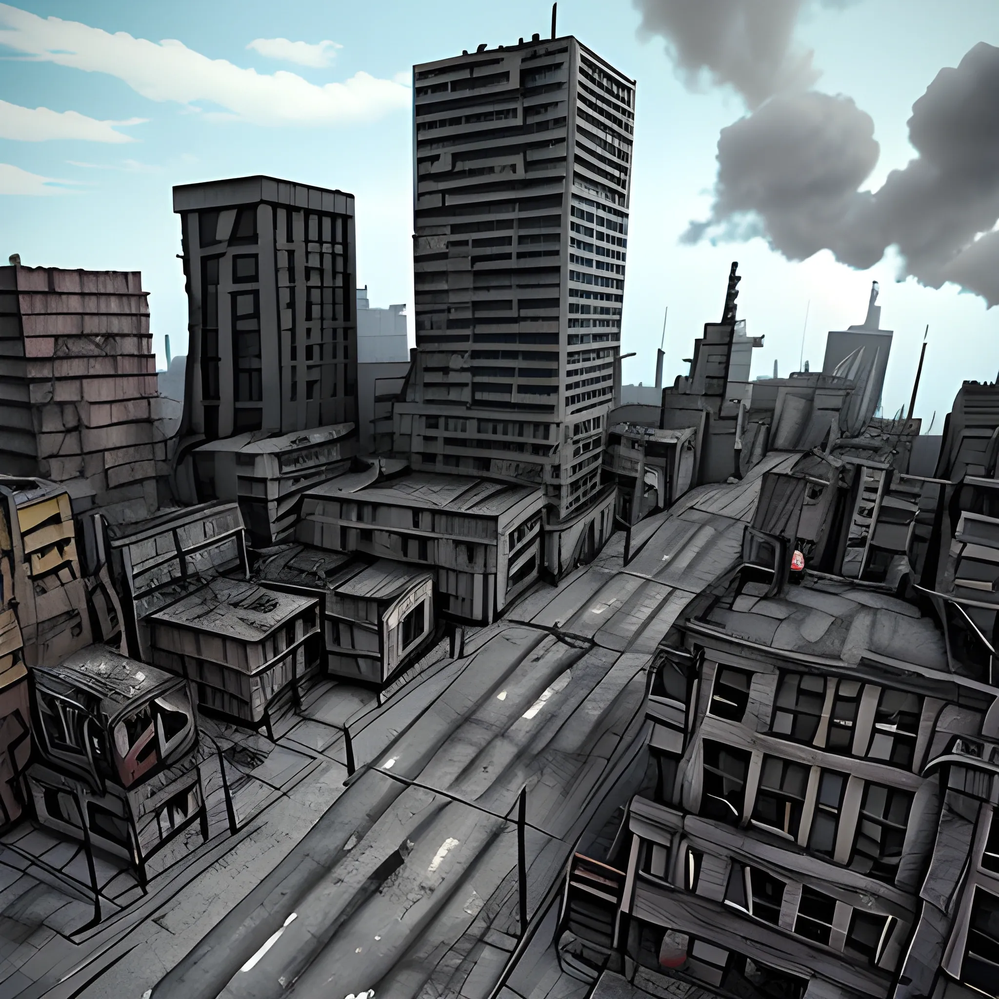 anarchy apocalypse street  Cartoon , 3D