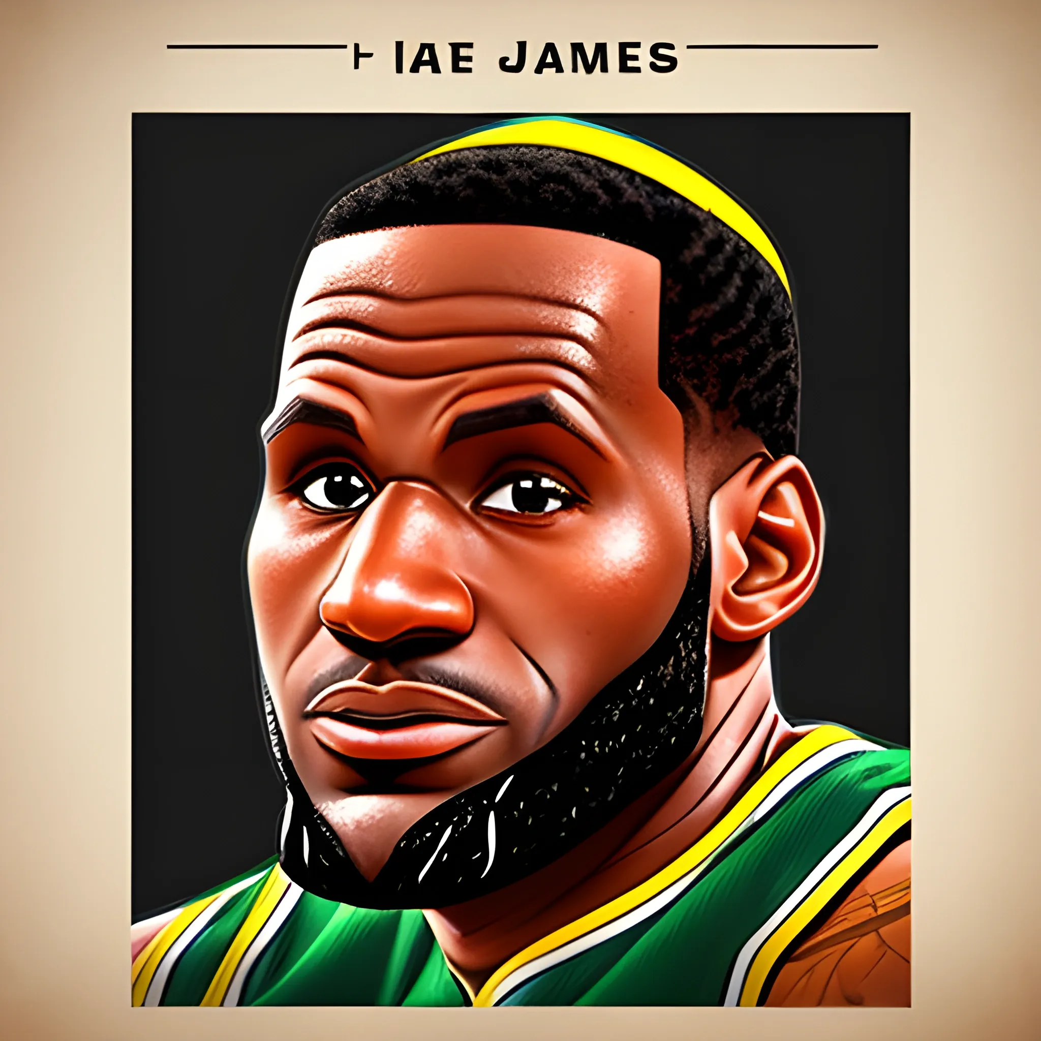 make a Disney Pixar styled poster of a very detailed and intricate picture of lebron james and text that says "i hate n", Cartoon, 3D