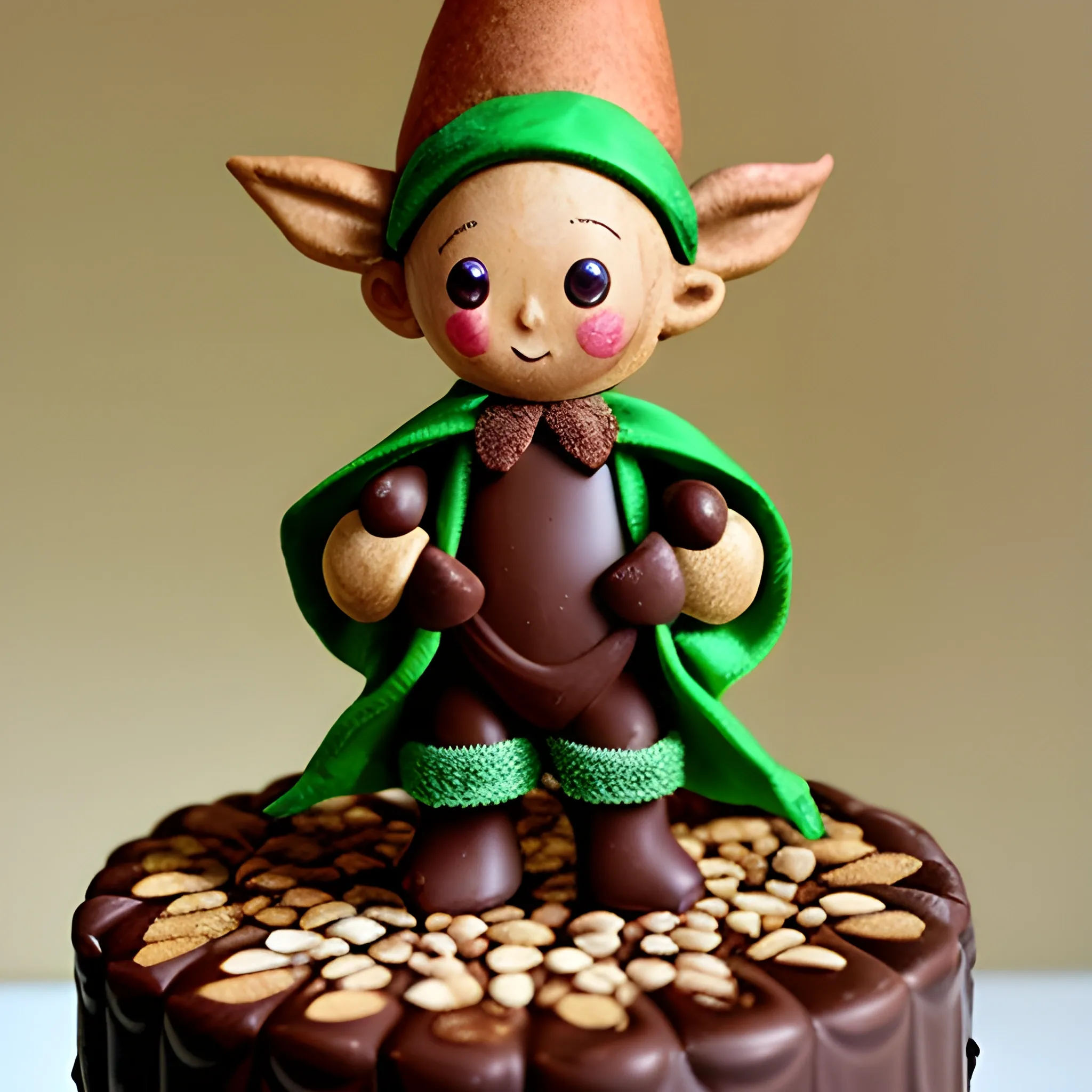 un duende arriba de un chocolate estilo arbol