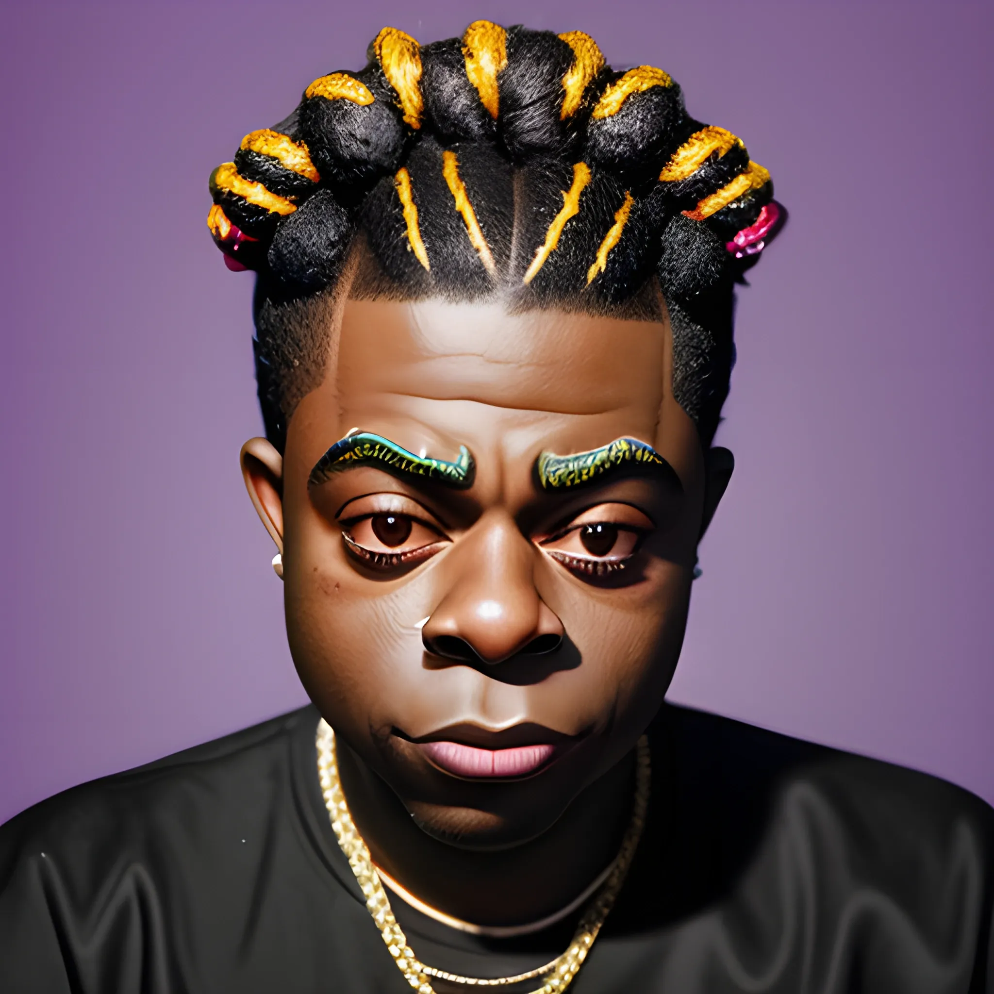 a hyper realistic 
face rapper kodak black as seen in mille...
