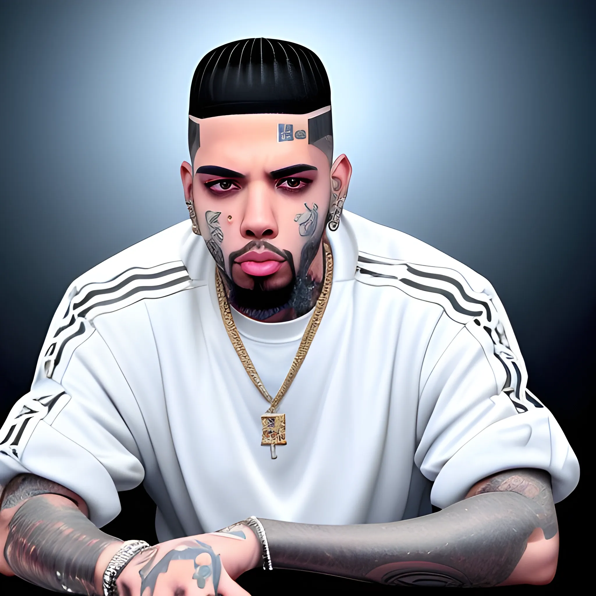 a hyper realistic anuel aa


of rapper white
 as seen in smille