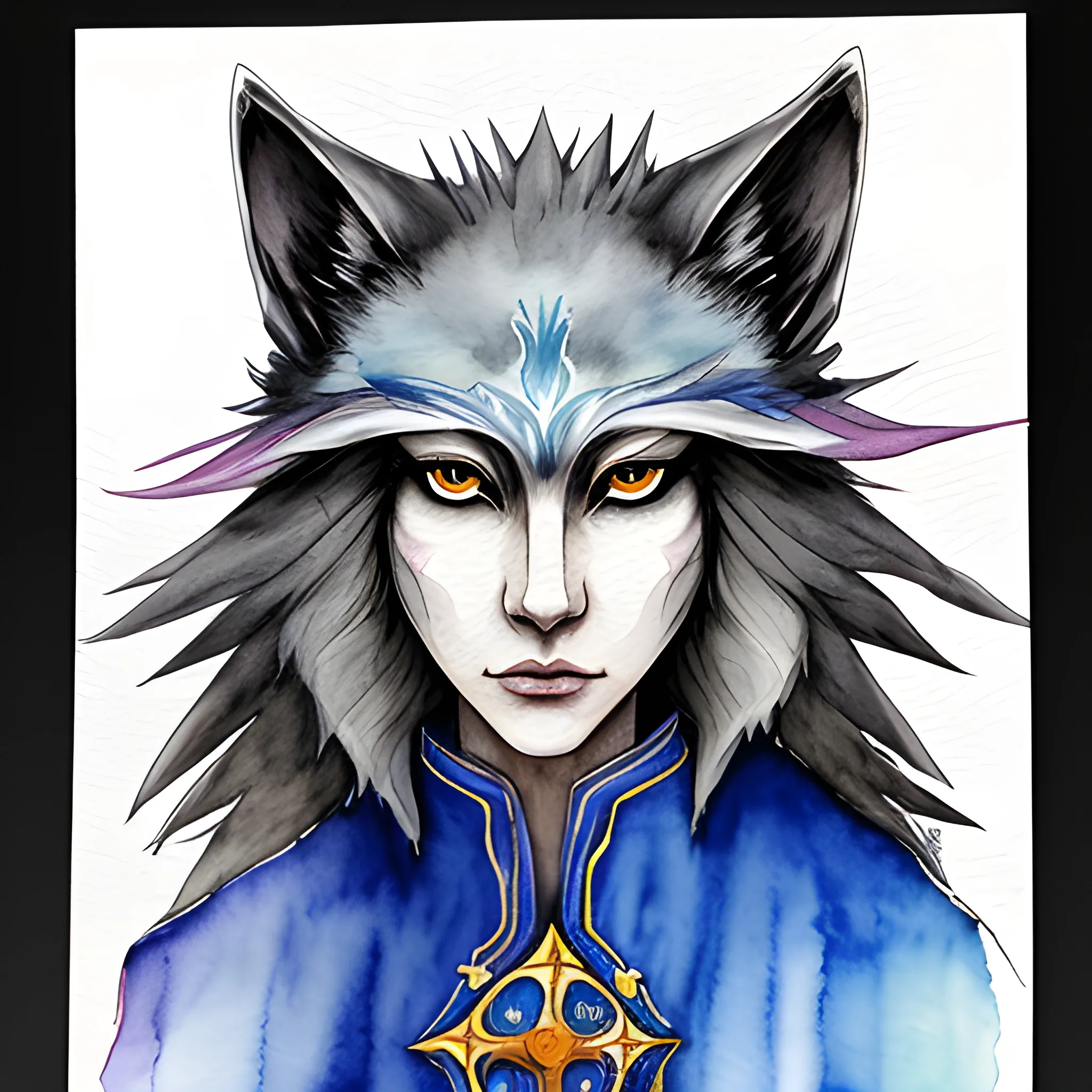 Healer priest she wolf, Water Color
