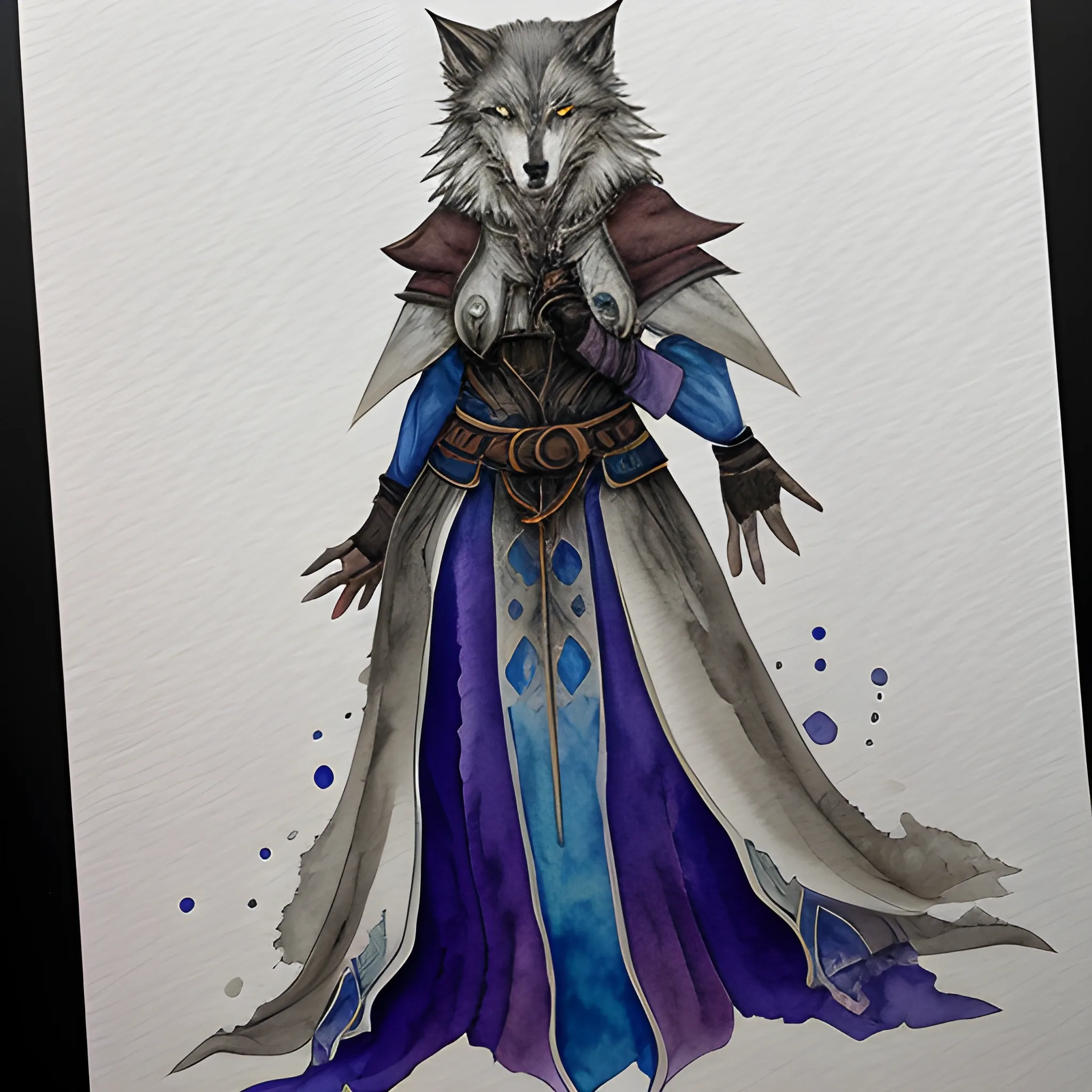 Healer priest she wolf, Water Color