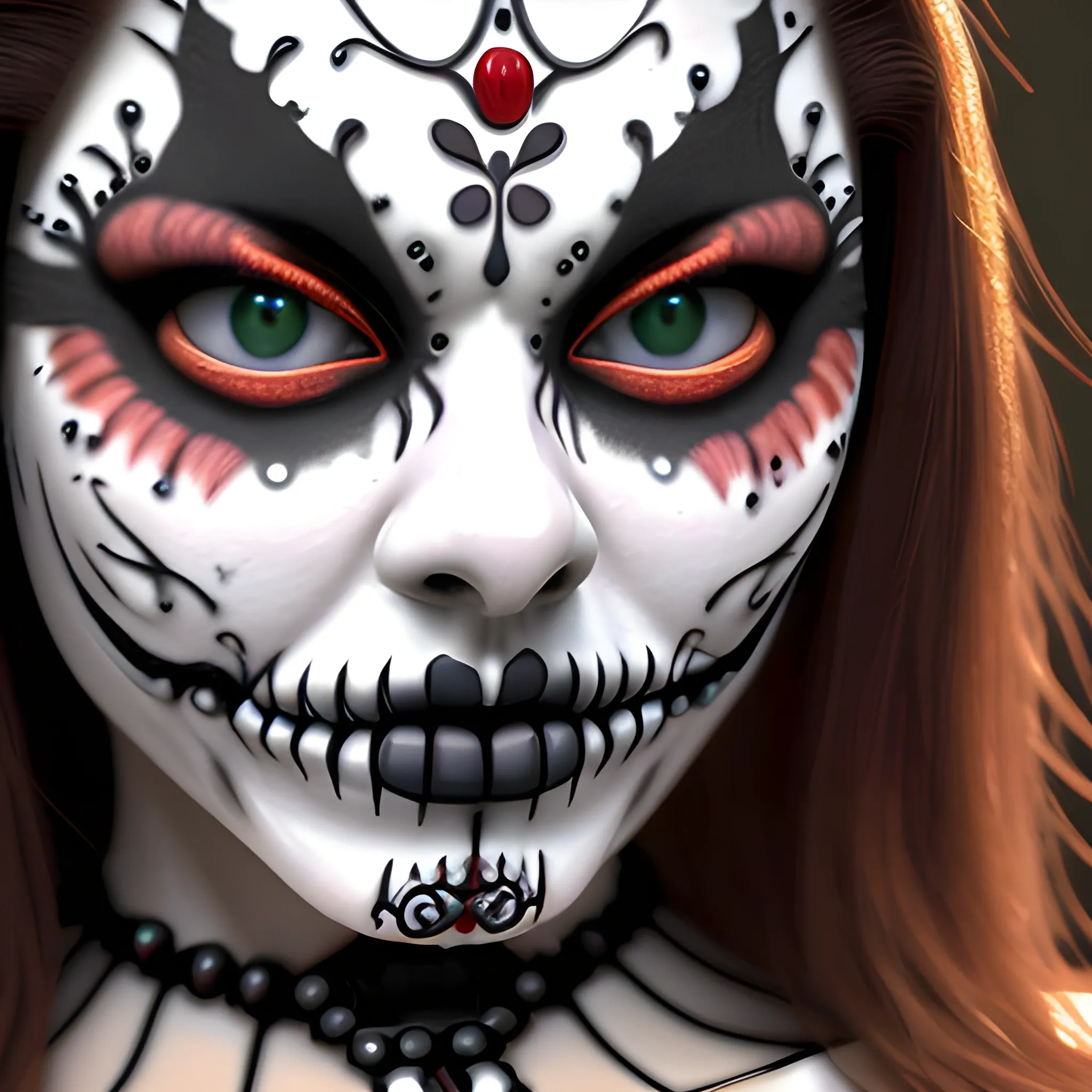 amazing face hyper real catrina, beautiful woman, hd 
