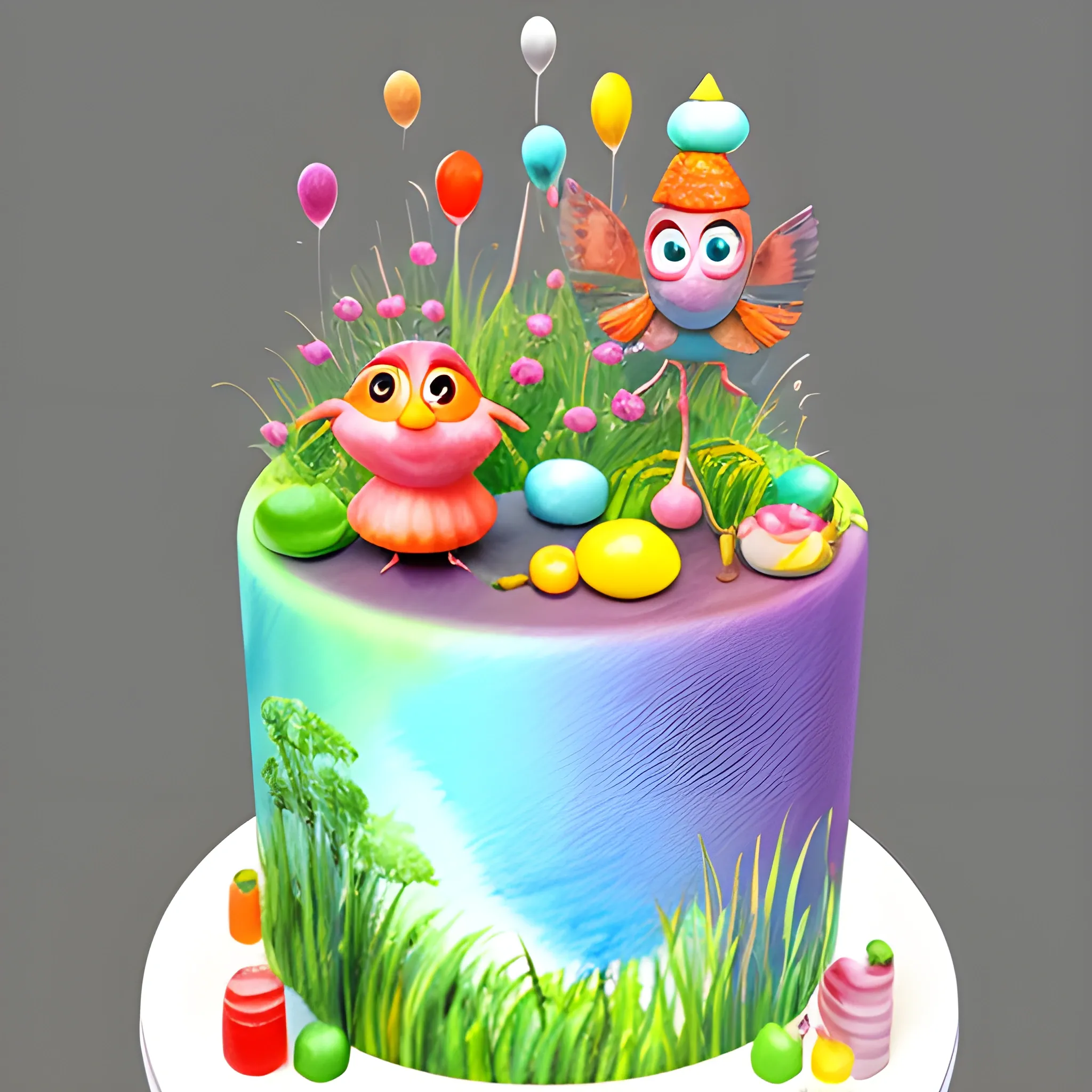 3D, Water Color, kwaii, pixar style,  cockies, ice creams, cakes,  candys, colorful, full of flavours 