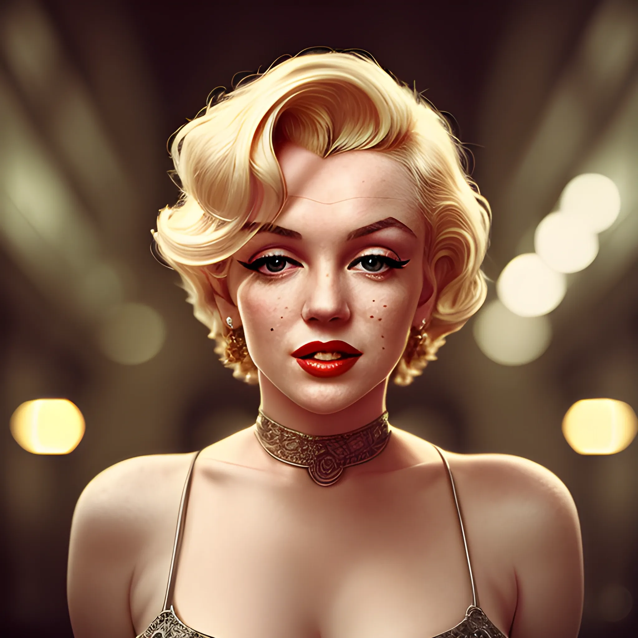 Portrait photo of a stunning Marilyn Monroe in a suit, light bokeh, intricate, steel metal rust, elegant, sharp focus, photo by greg rutkowski, soft lighting, vibrant colors, masterpiece, streets, detailed face, eye iris