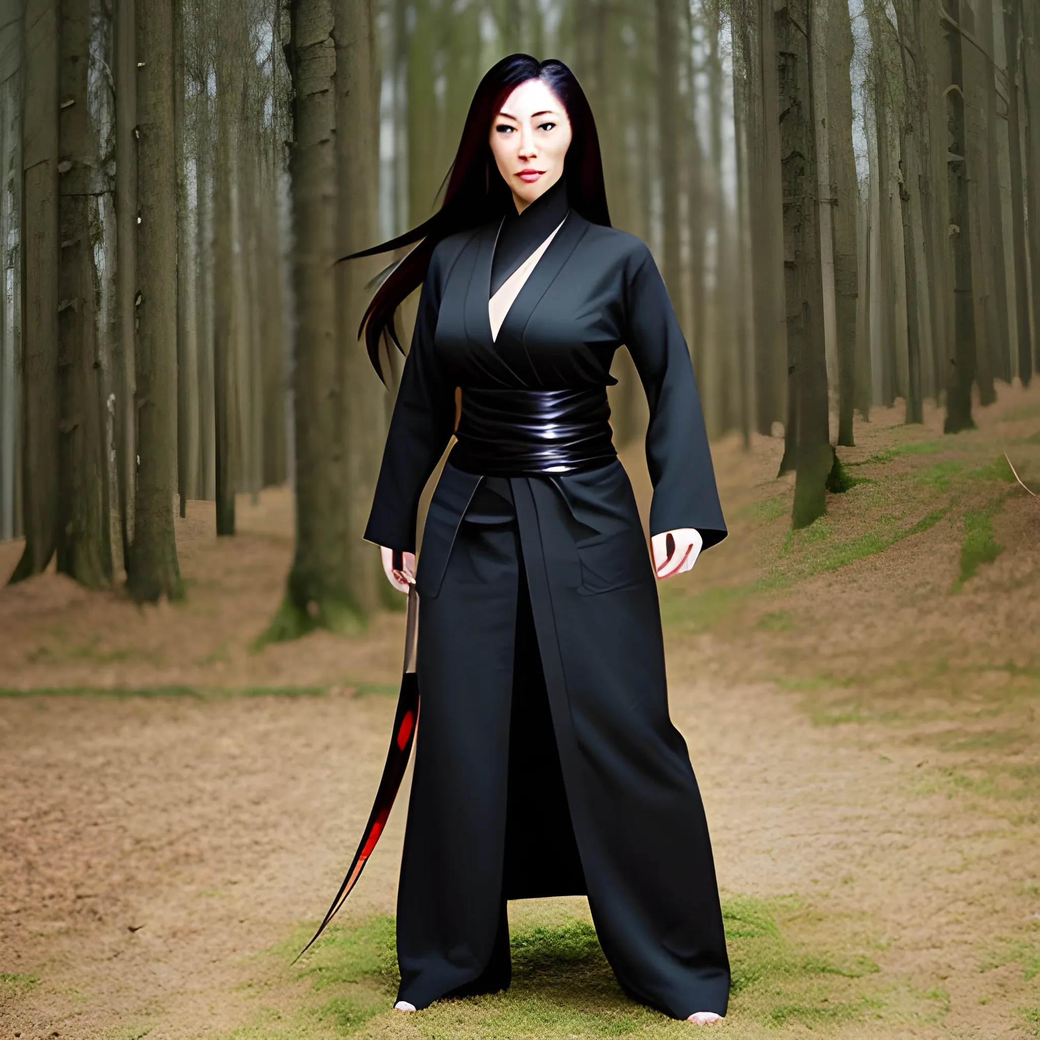 Charming ninja girl, with long straigh hair