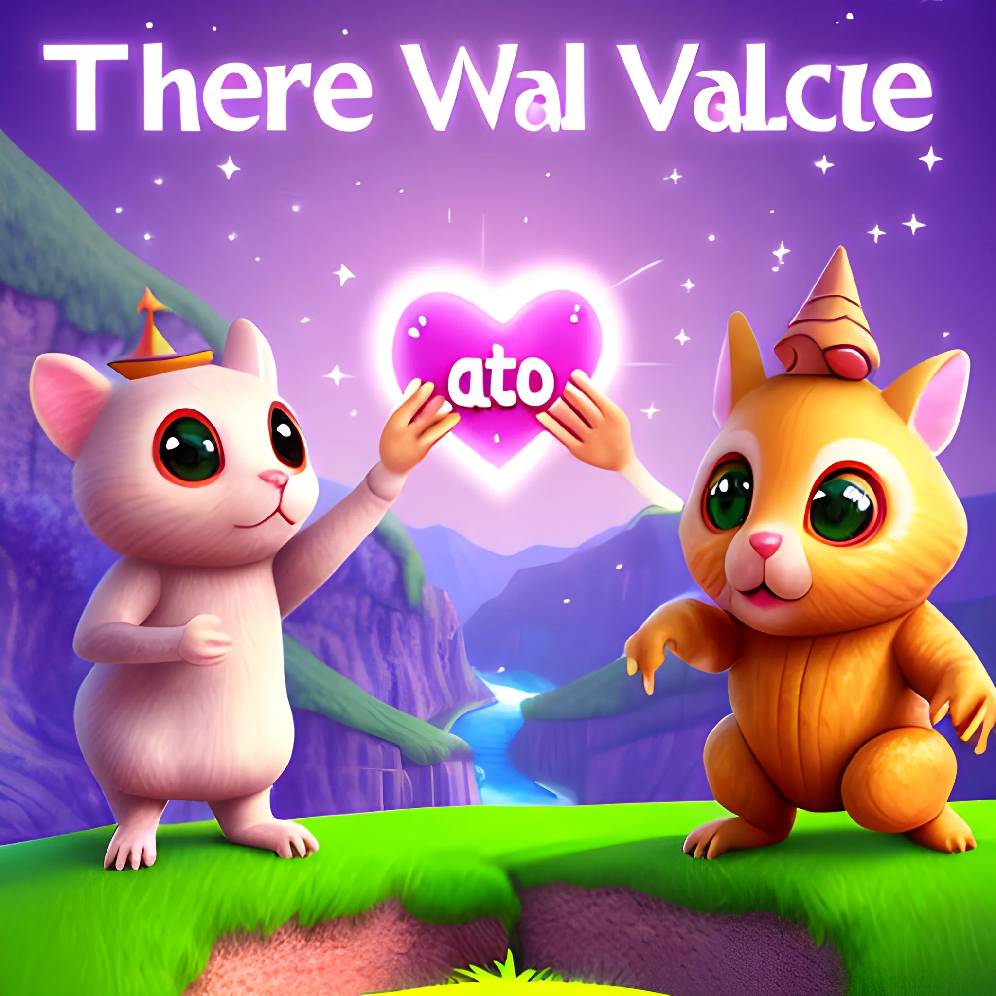 There was a magical place called "Action Valley," where anything you imagined would come true. This valley was home to adorable creatures called "Verbs," which were living beings made up of letters, each with a magical verb at its heart. , 3D, Cartoon