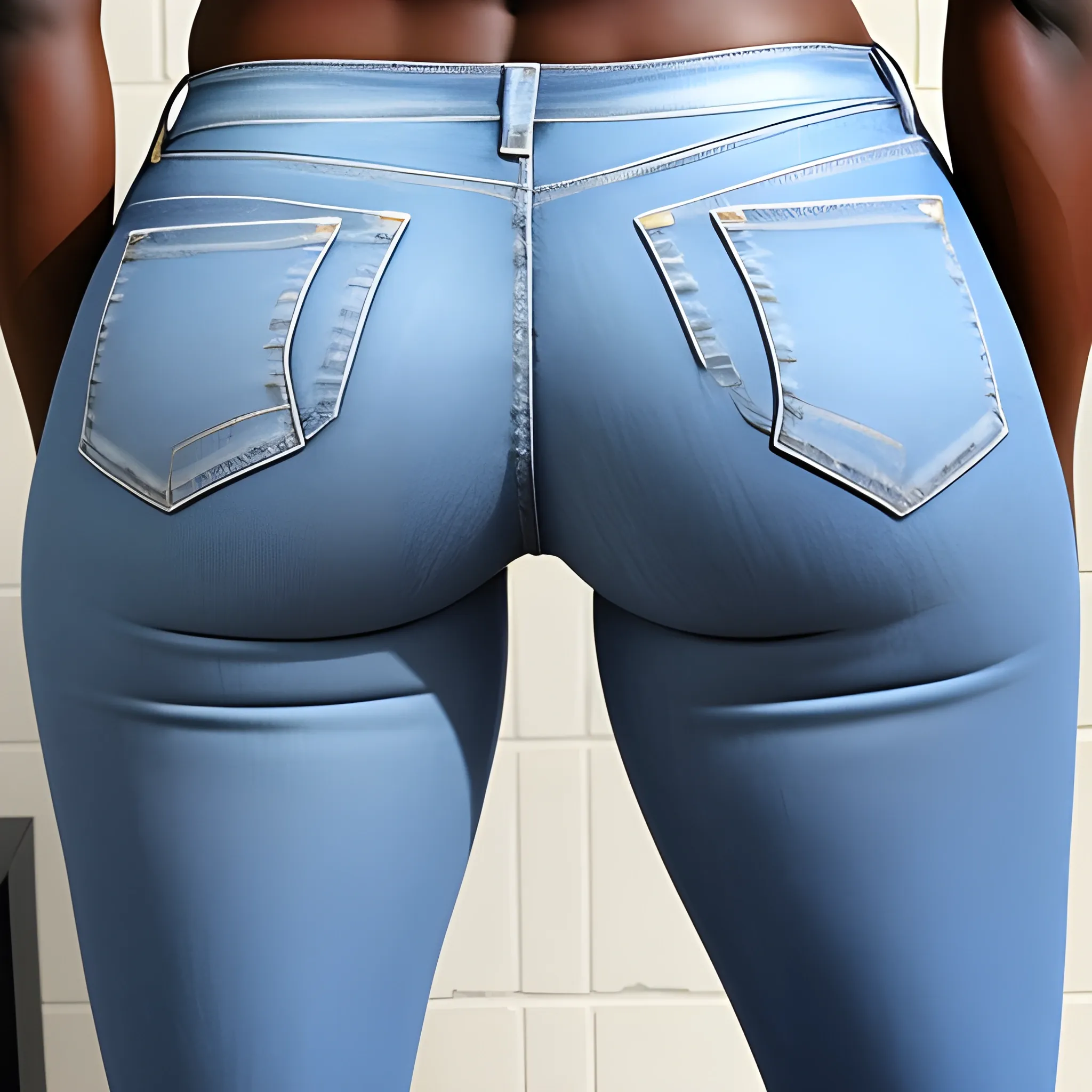 slim african girl with normal legs narrow hips wearing jeans
