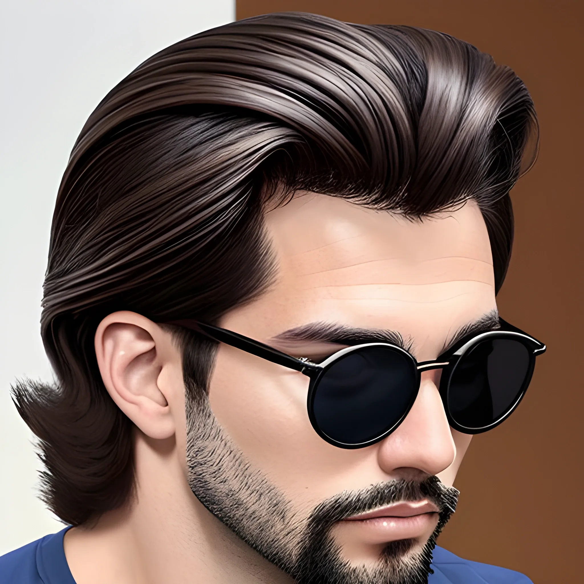 castaño cabello medio hombre con lentes 