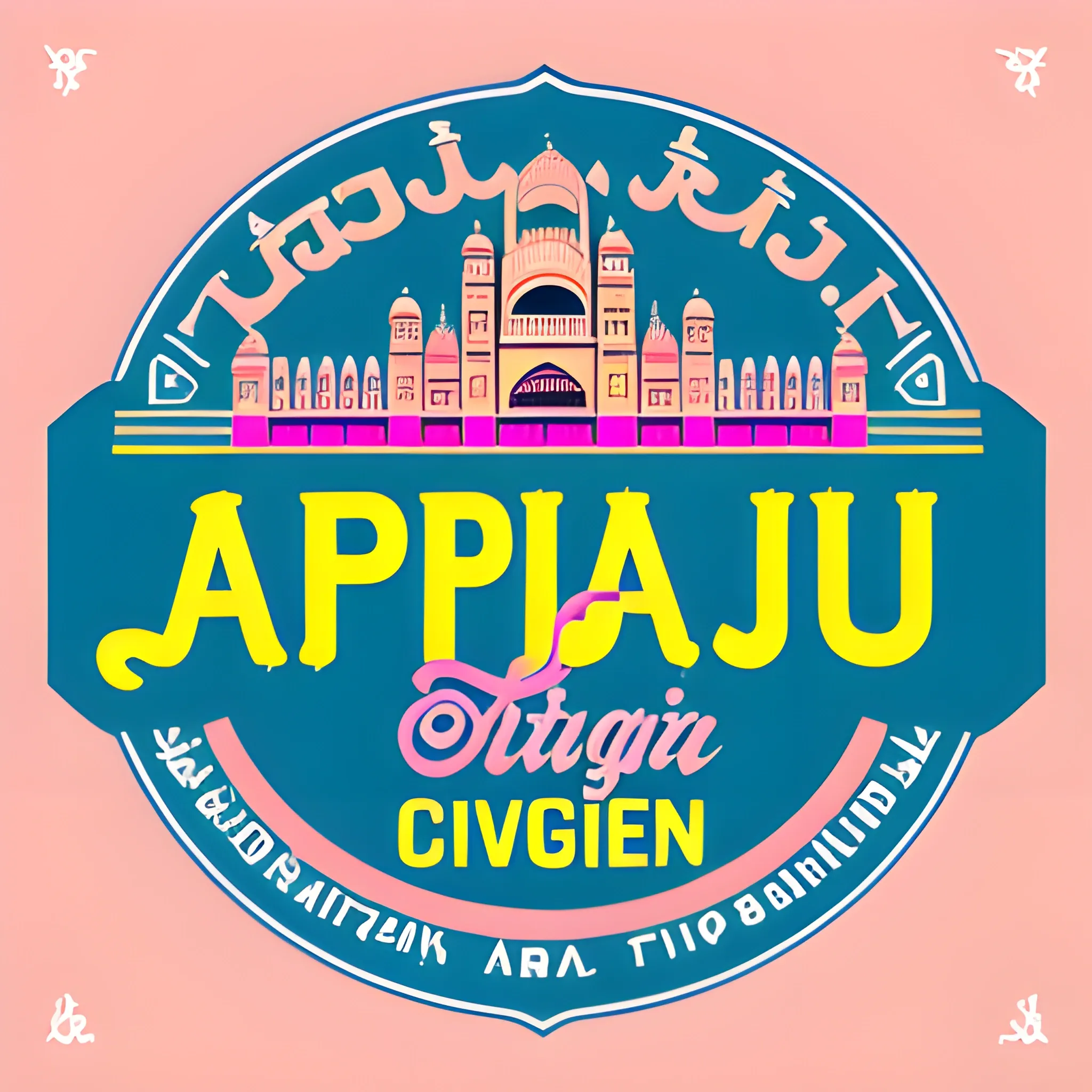 Jaipur slogan, pink city OF rajasthan and other buildings vintage, vector, t-shirt design, bright background
