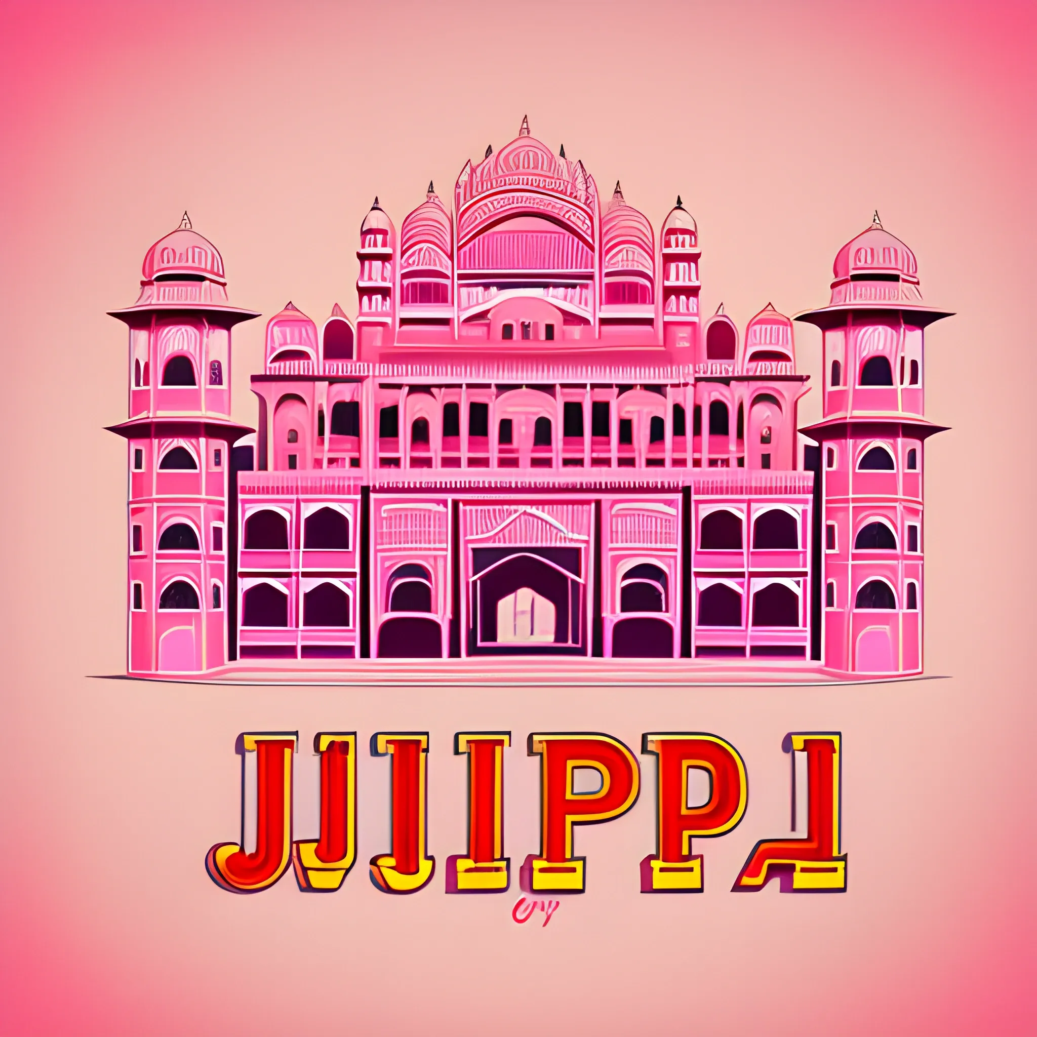 Jaipur slogan, pink city OF rajasthan and other buildings vintage, vector, t-shirt design, bright background, Pencil Sketch