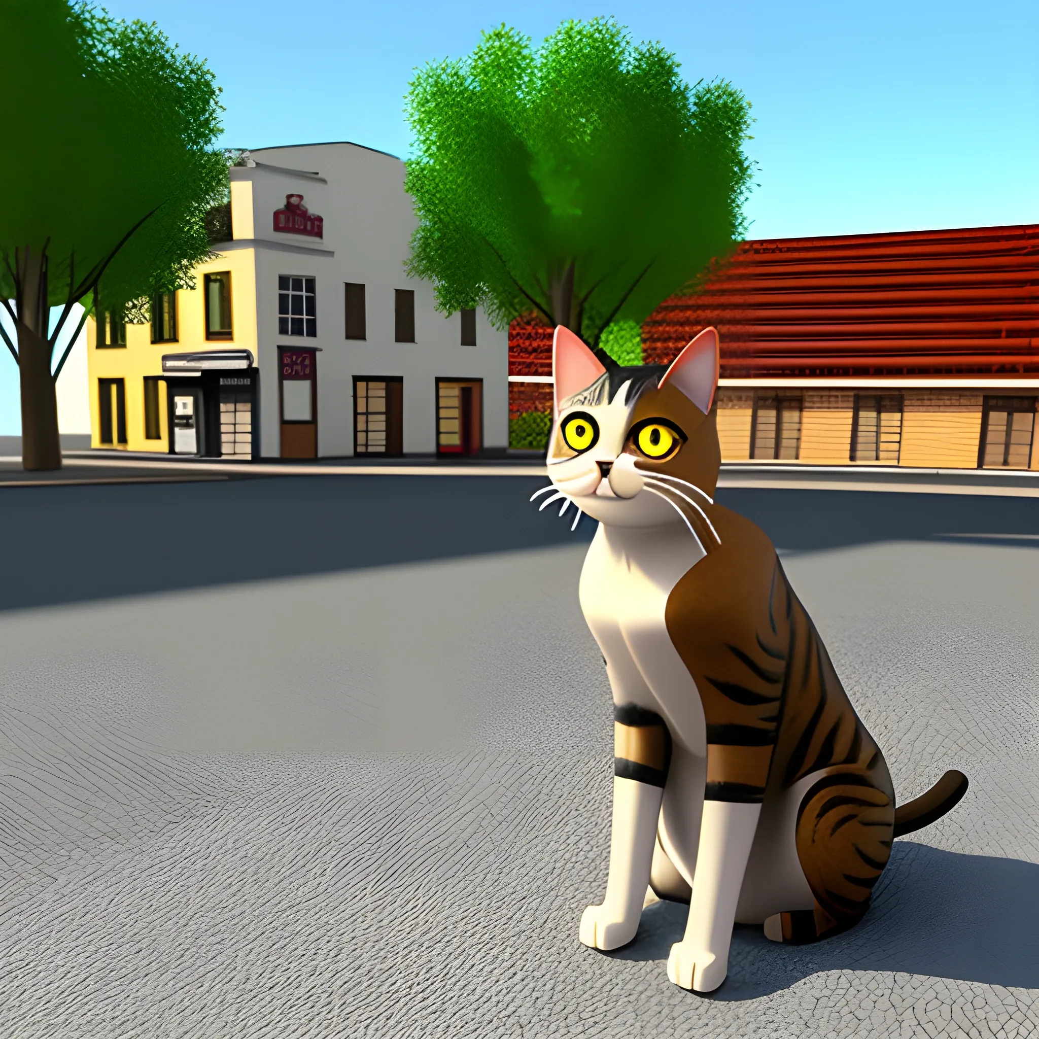 a cat in a small town, 3D