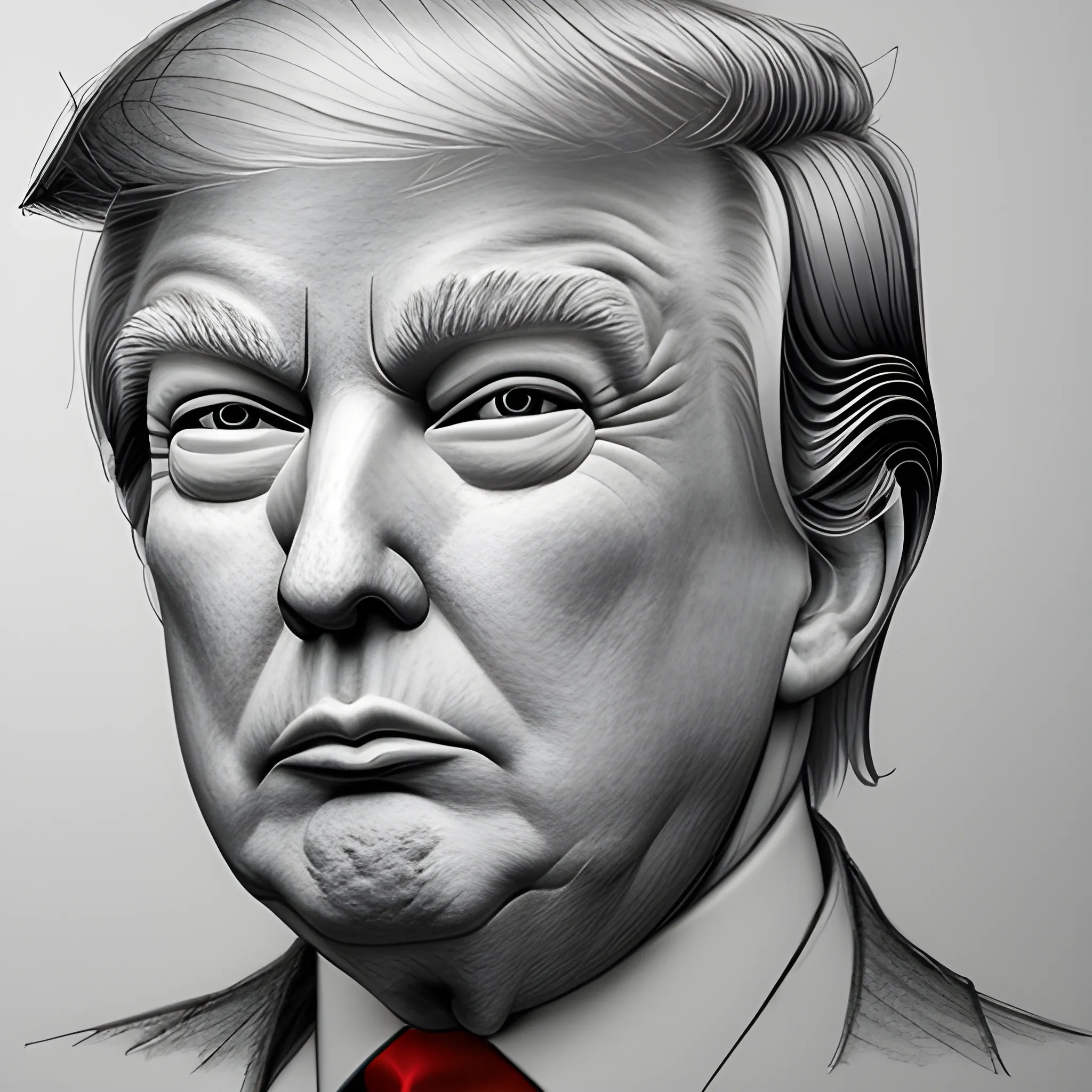 donald trump, Pencil Sketch, 3D