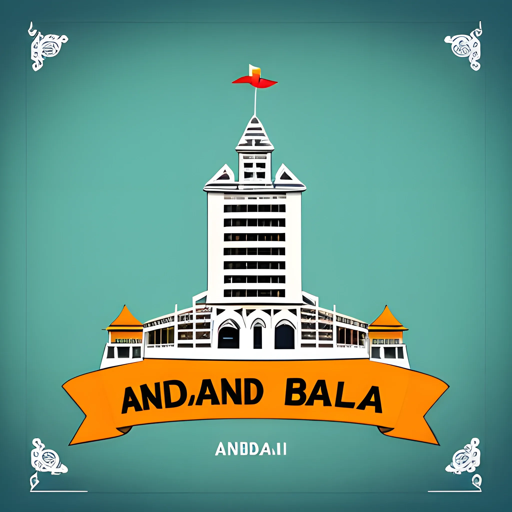 Andaman and Nicobar  slogan,Cellular Jail of Andaman and Nicobar and other buildings vintage, vector, t-shirt design, bright background,Pencil Sketch, 3D