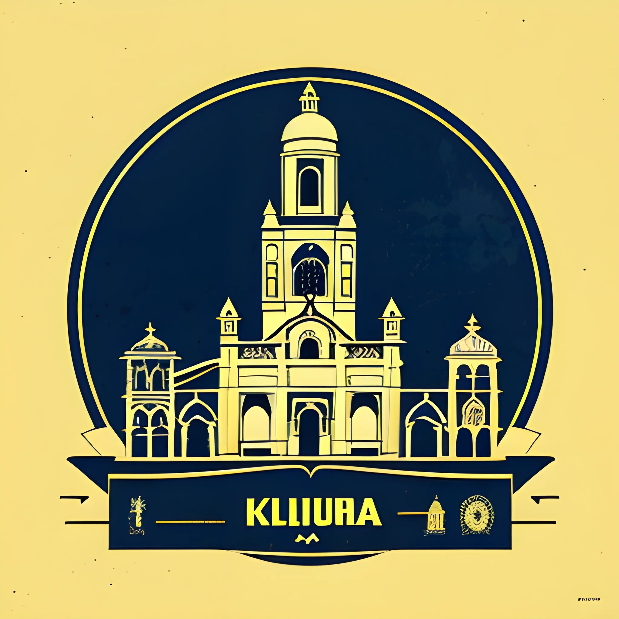 Kerala slogan, Santa Cruz Cathedral Basilica Fort Kochi of Kochi and other buildings vintage, vector, t-shirt design, bright background,