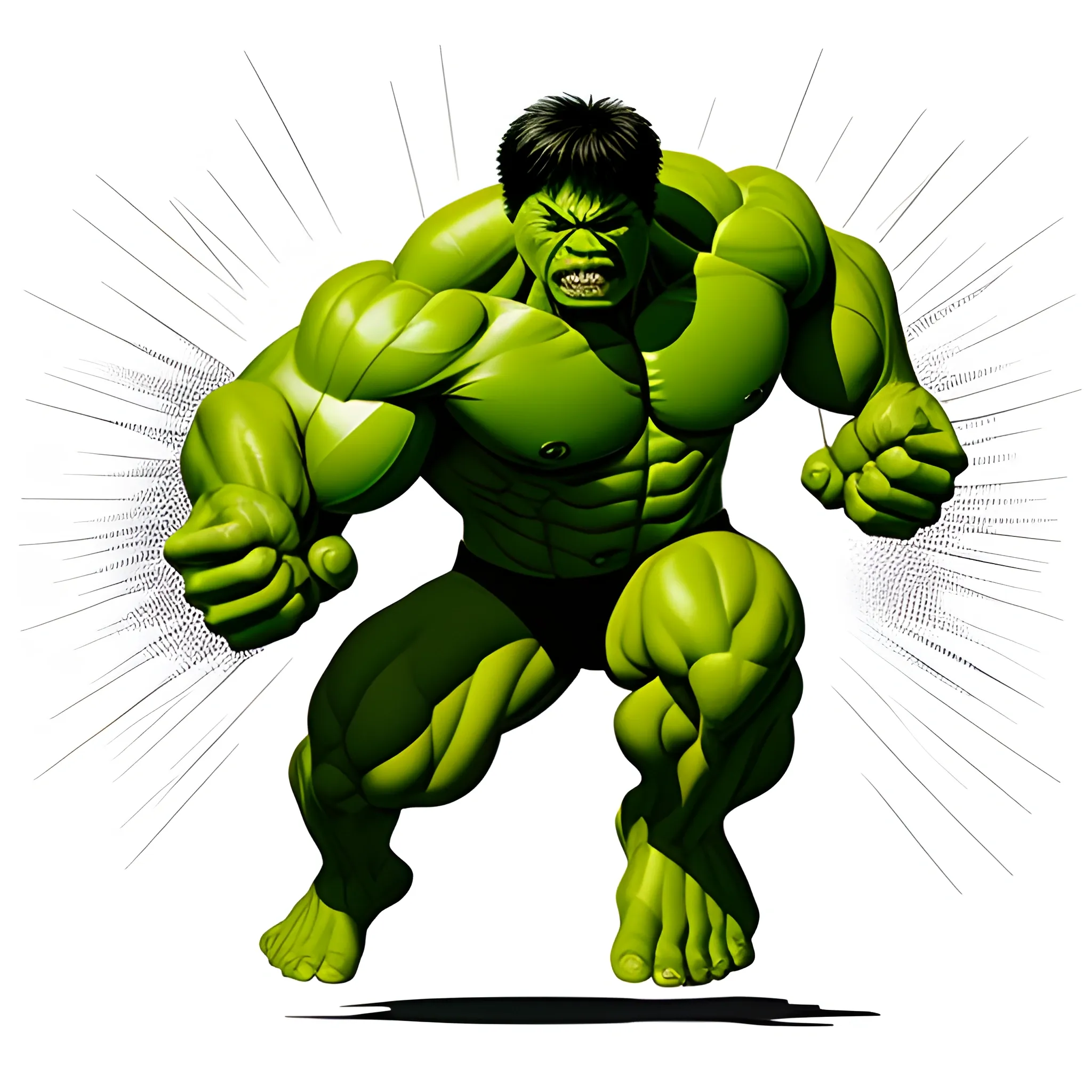 graphic, hulk, full body, fight pose, white background, vector,, Oil Painting