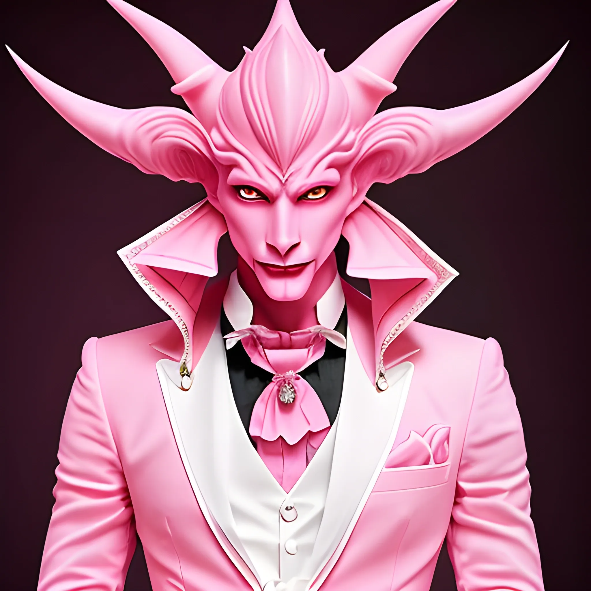 Beautiful pink devil man, elegant, fantasy