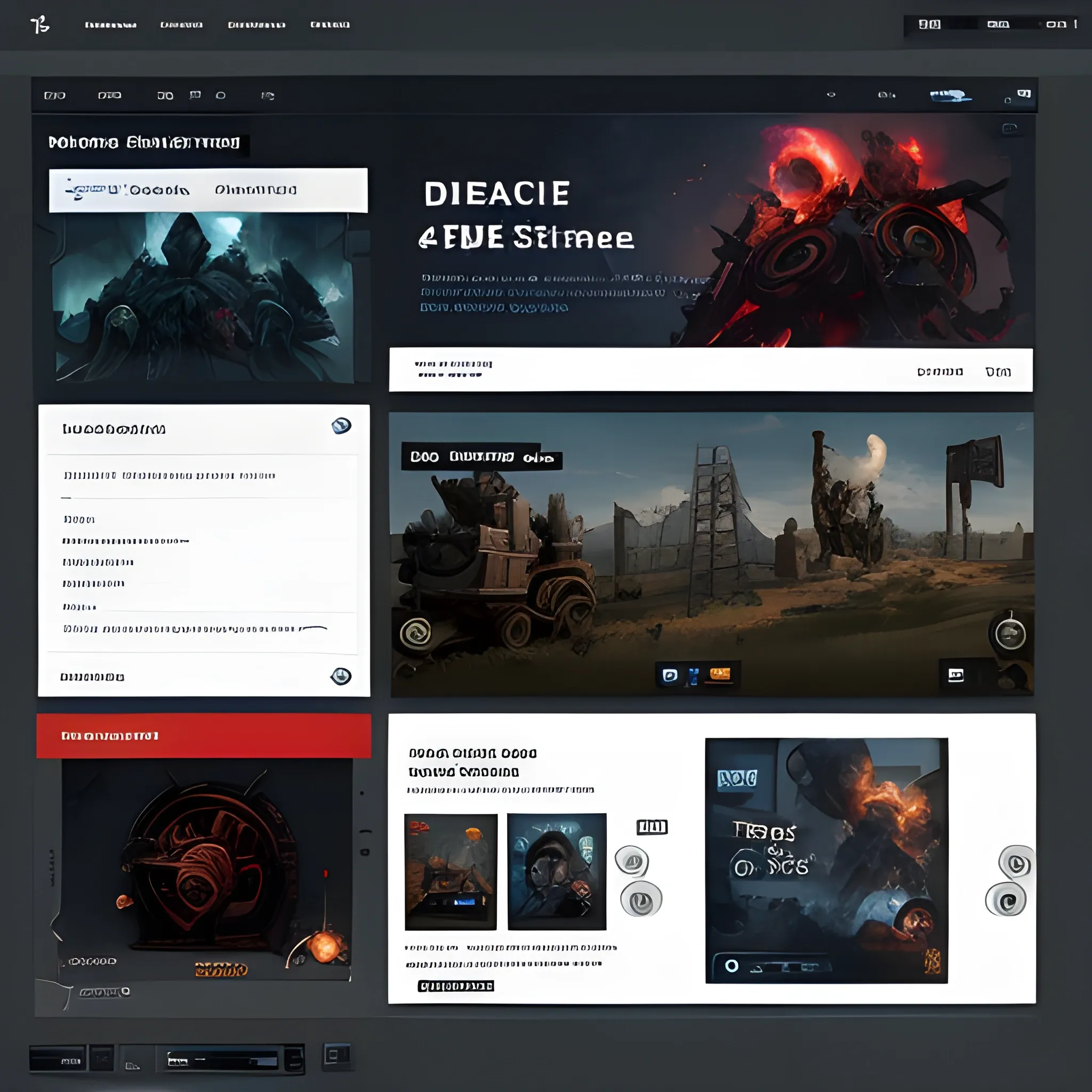 Site interface in 3d, 4k quality, on the example of Steam site