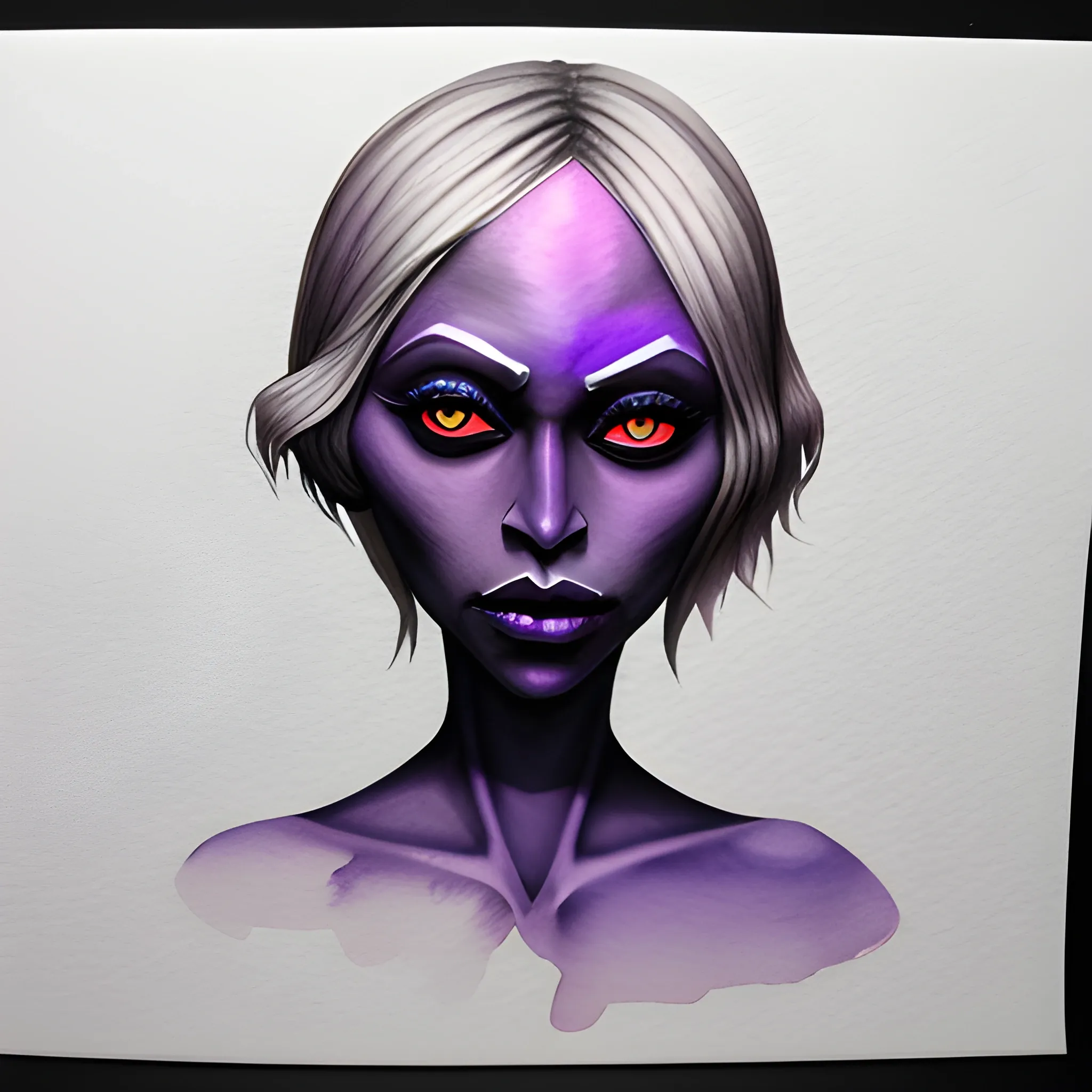 female drow, Trippy, Water Color, 3D