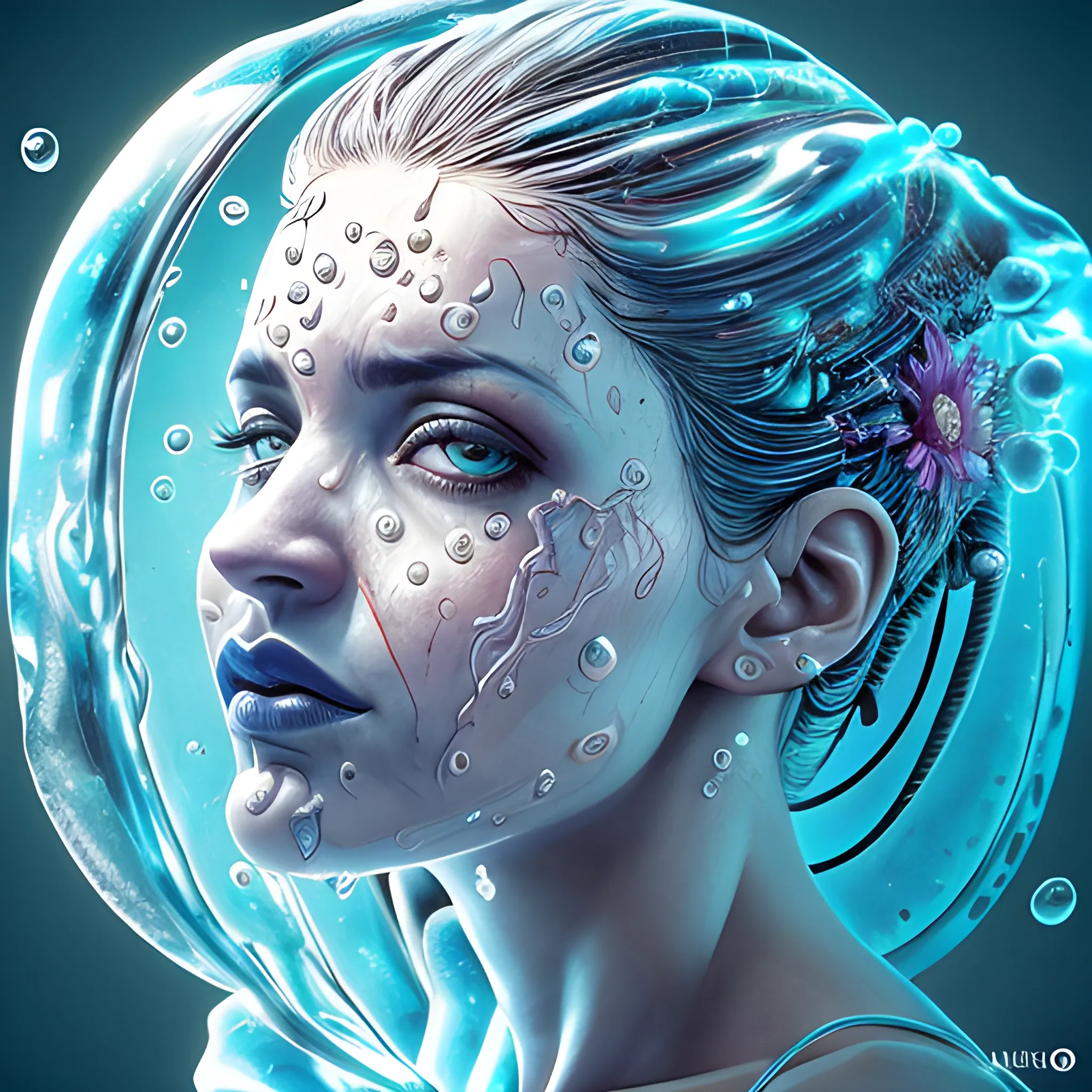 estilo biomecánico yamer estilo ilustración hermosa mujer, colorida cabeza humana derritiéndose. burbujas y flores acrílicas, ferrofluidos, distorsiones de agua. mirando hacia arriba, intrincado resumen. obras de arte intrincadas. pitido. mezcla de elementos orgánicos y mecánicos, futurista, cibernético, detallado, intrincado, tema oscuro, (seductor:1.2), confiado, (exitada:0.7), piel natural, estilo de Stan Manoukian, <lora:xl_yamer_style-2.0:0.7> Representación imparcial basada físicamente, iluminación natural, sombras suaves, detalles de resolución extremadamente alta, realismo fotográfico llevado al extremo, textura fina, 4k, ultra detallado, alta calidad, alto contraste,
