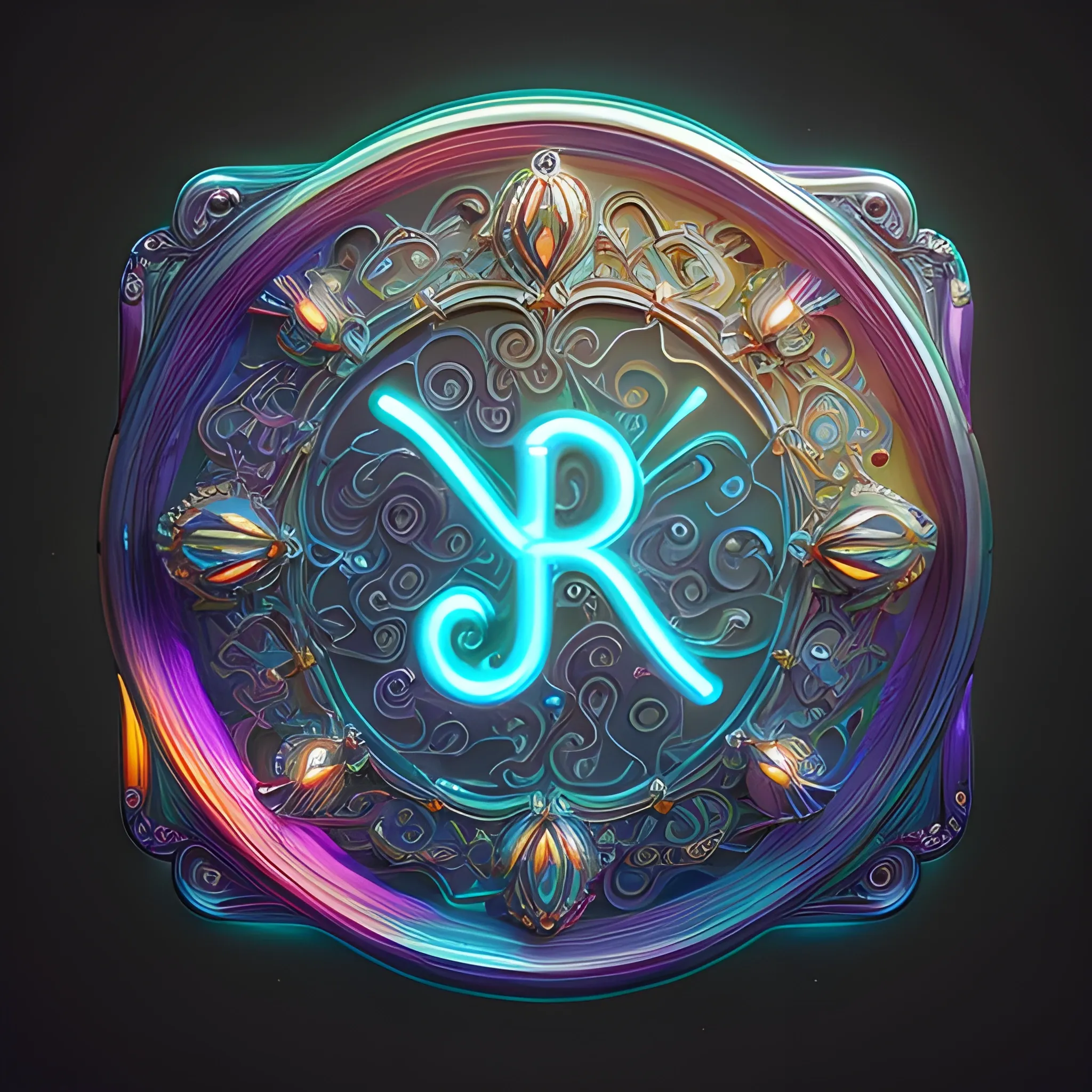 iridescent opalescent logo with the letter 'B', bioluminescent, trendy, modern, lots of details, technology, by michal karcz, daniel merriam, victo ngai and guillermo del toro : ornate, dynamic, particulate, intricate, elegant, highly detailed, brown orange, centered, artstation, smooth, sharp focus, octane render, high quality, Trippy, Cartoon, 3D